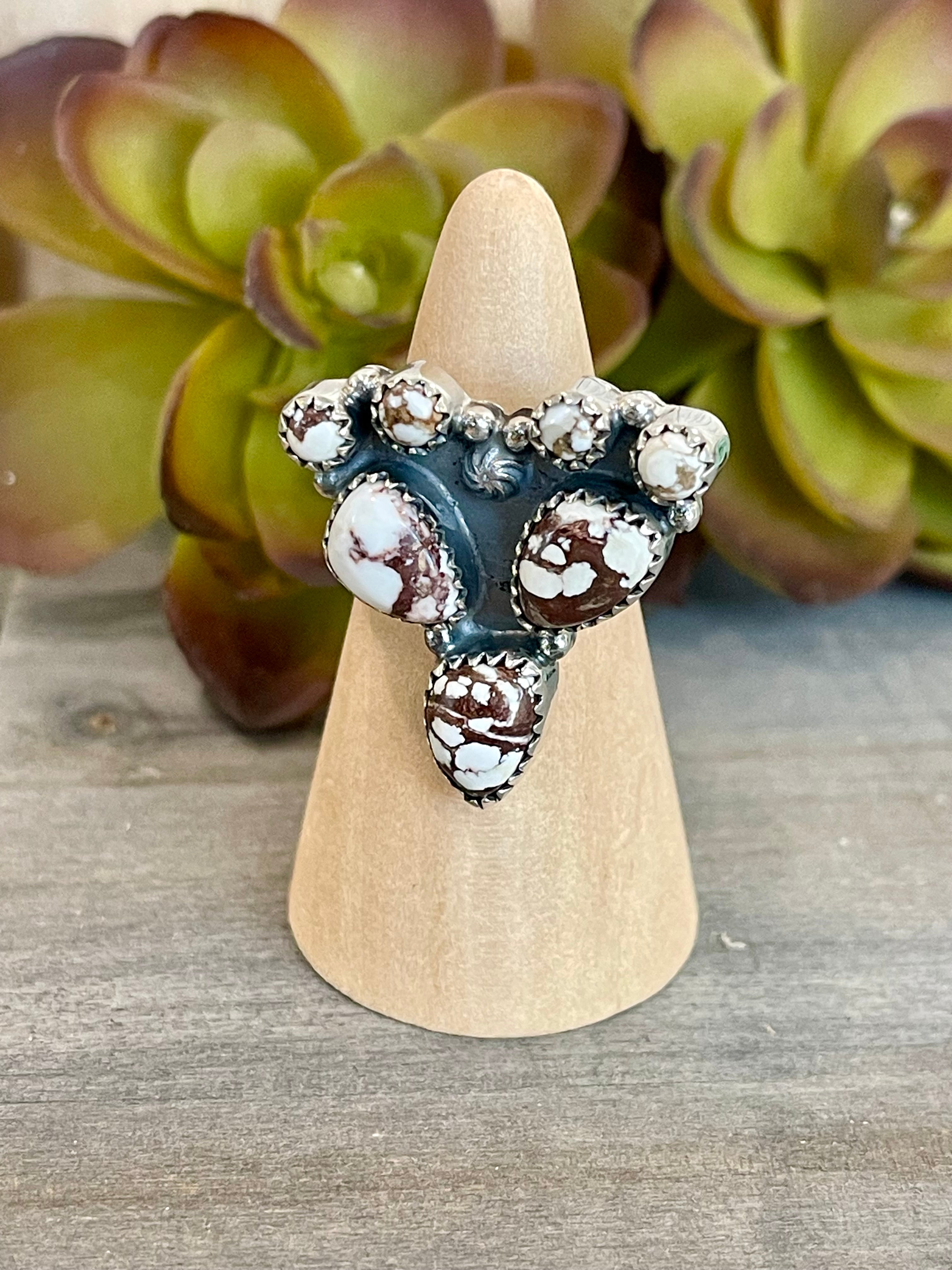 Southwest Handmade Wild Horse & Sterling Silver Adjustable Ring