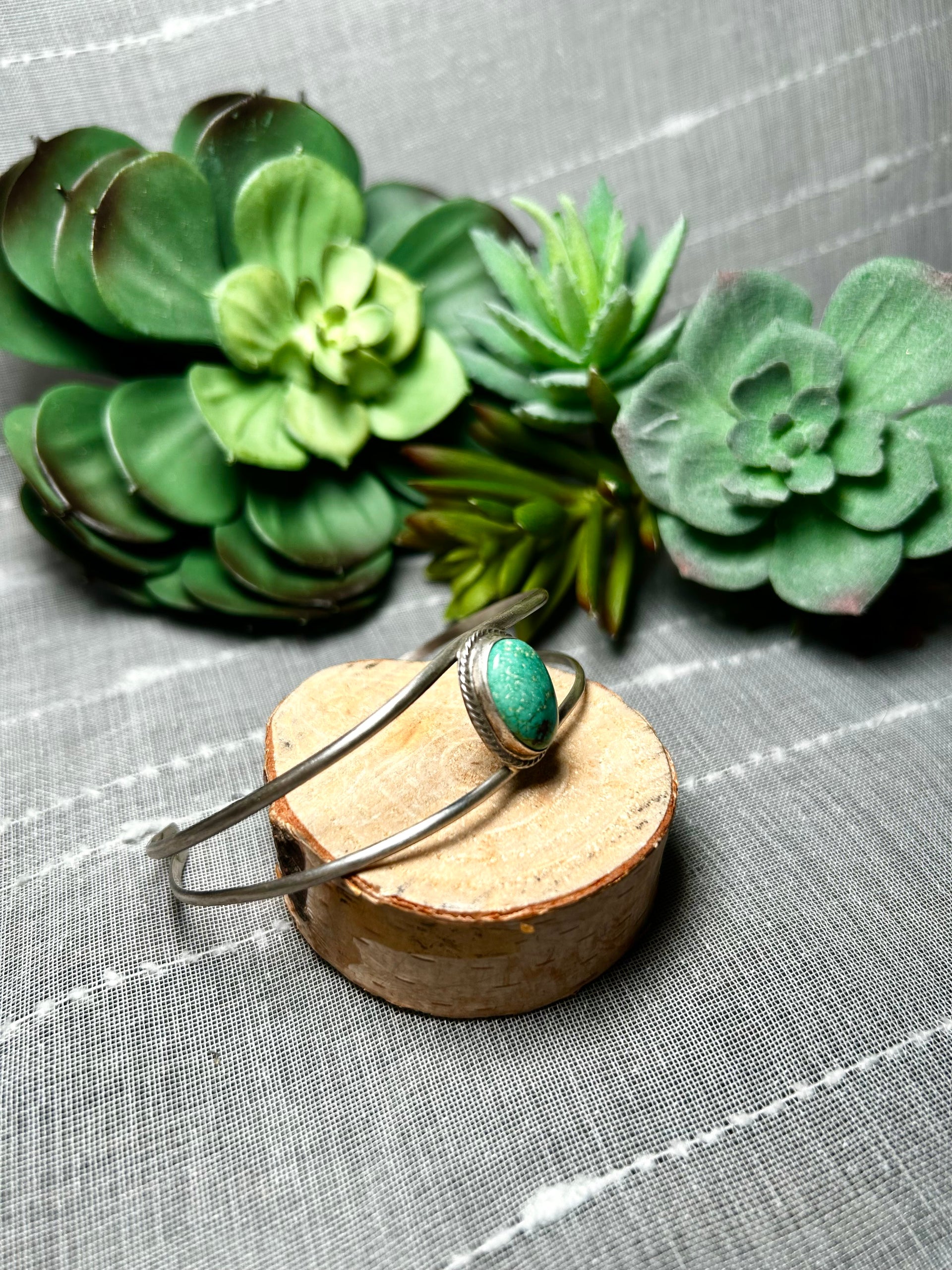 Navajo Made Emerald Valley Turquoise & Sterling Silver Cuff Bracelet
