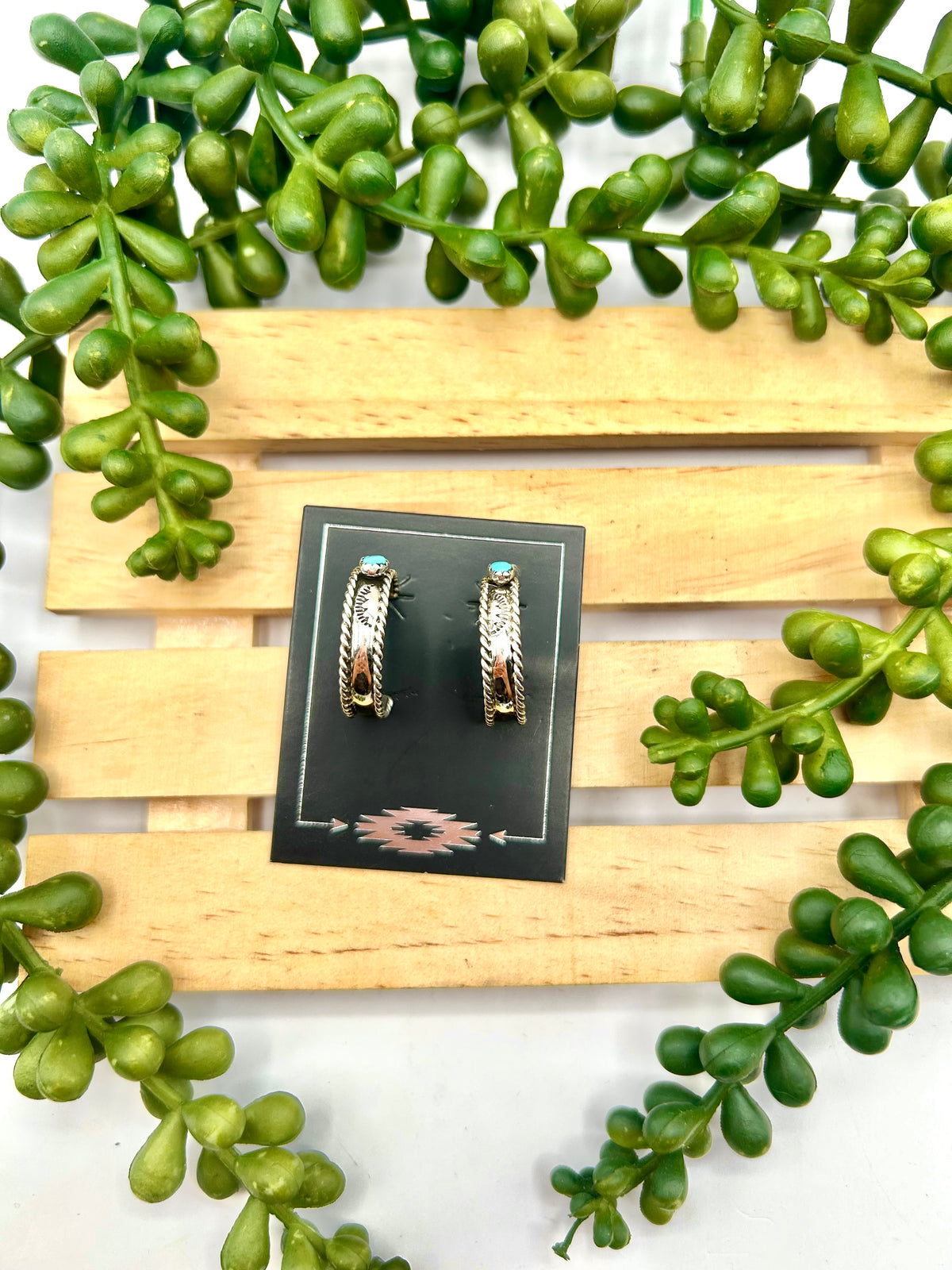 Navajo  Made Kingman Turquoise & Sterling Silver Post Earrings