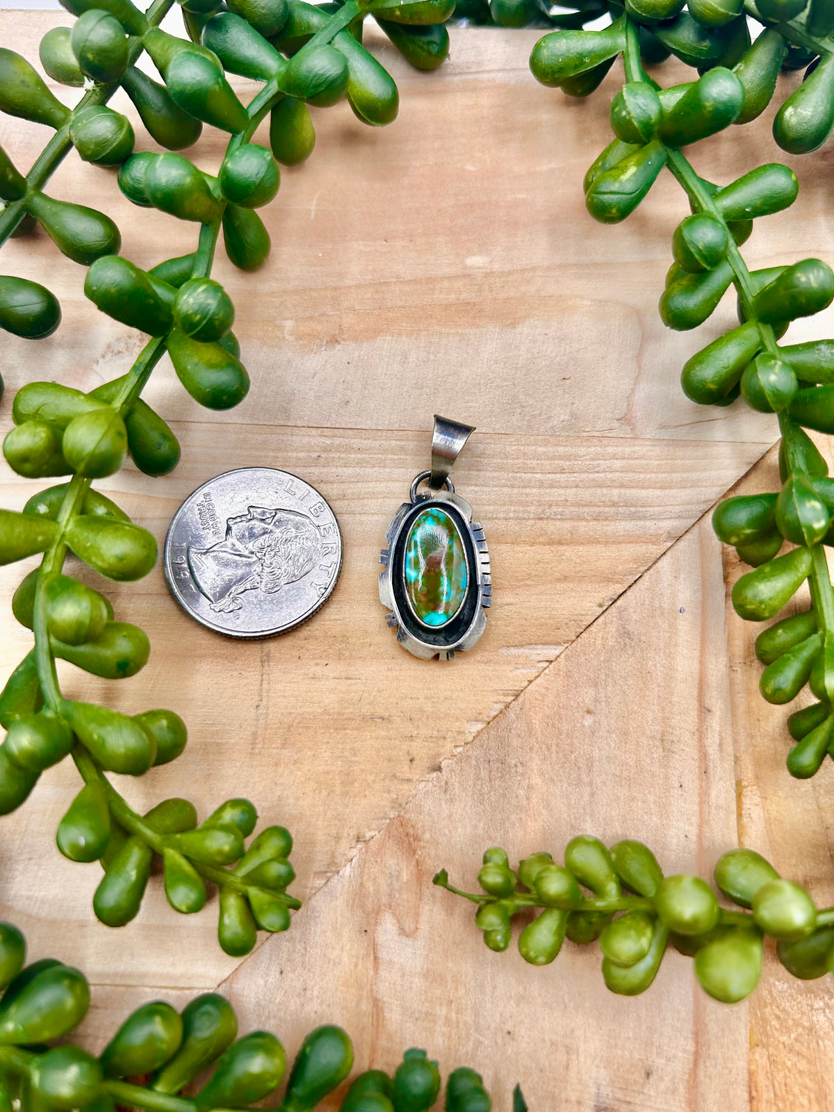 Eli Skeets Highgrade Kingman Turquoise & Sterling Silver Pendant
