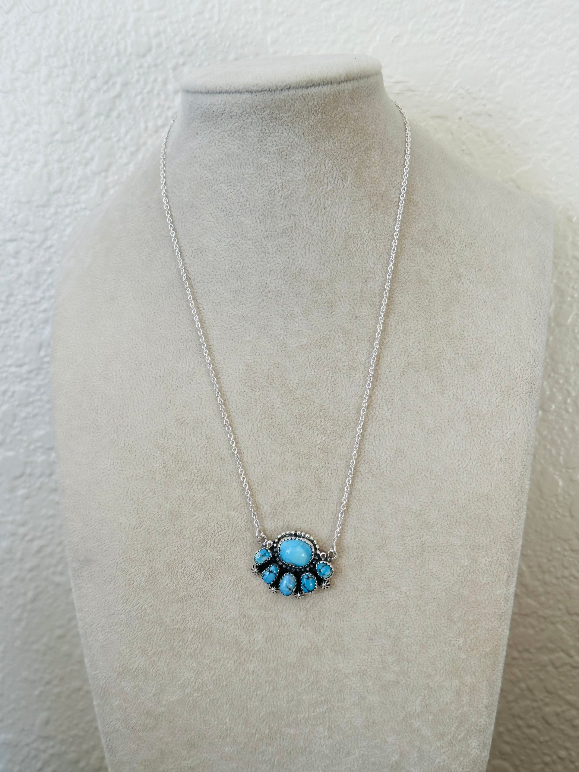 Southwest Handmade Golden Hills Turquoise & Sterling Silver Necklace