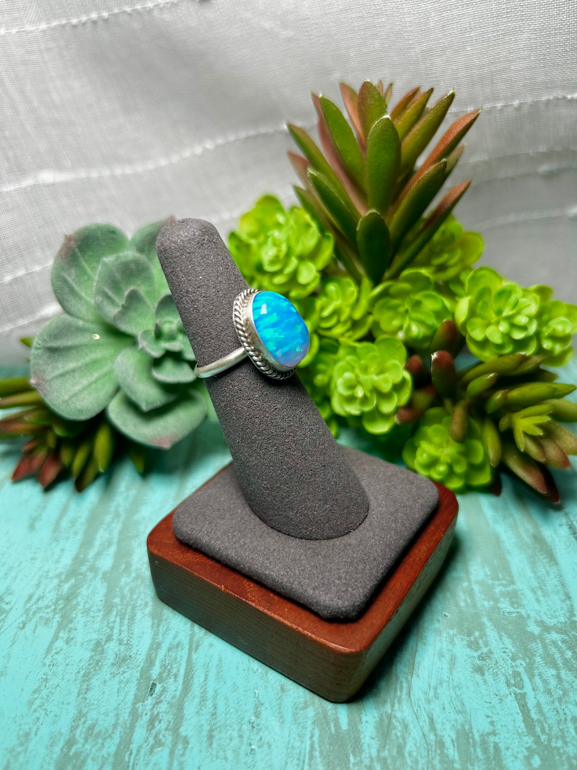 Navajo Made Opal & Sterling Sliver Ring Size 5.75