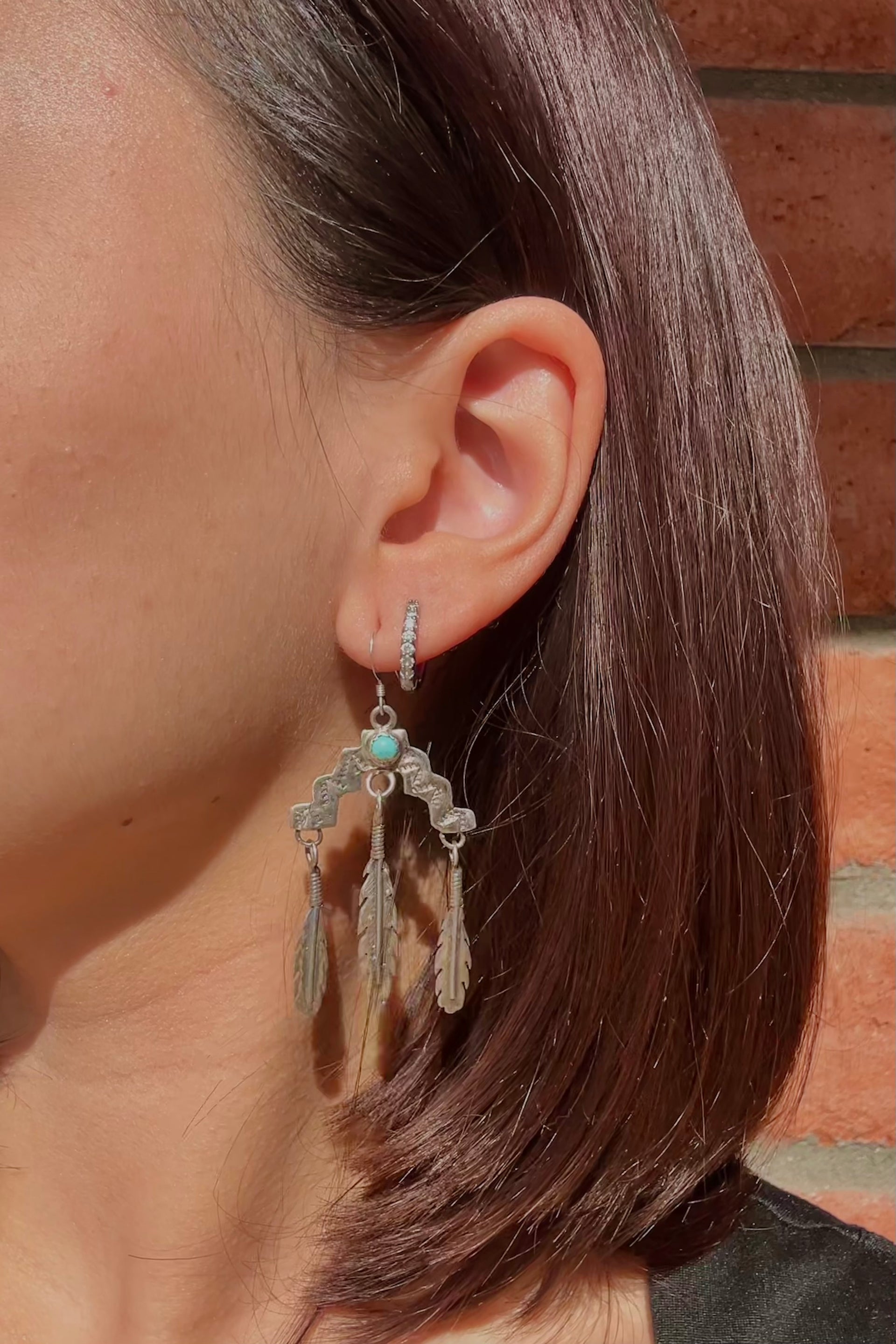 Navajo Made Kingman Turquoise & Sterling Silver Dangle Earrings
