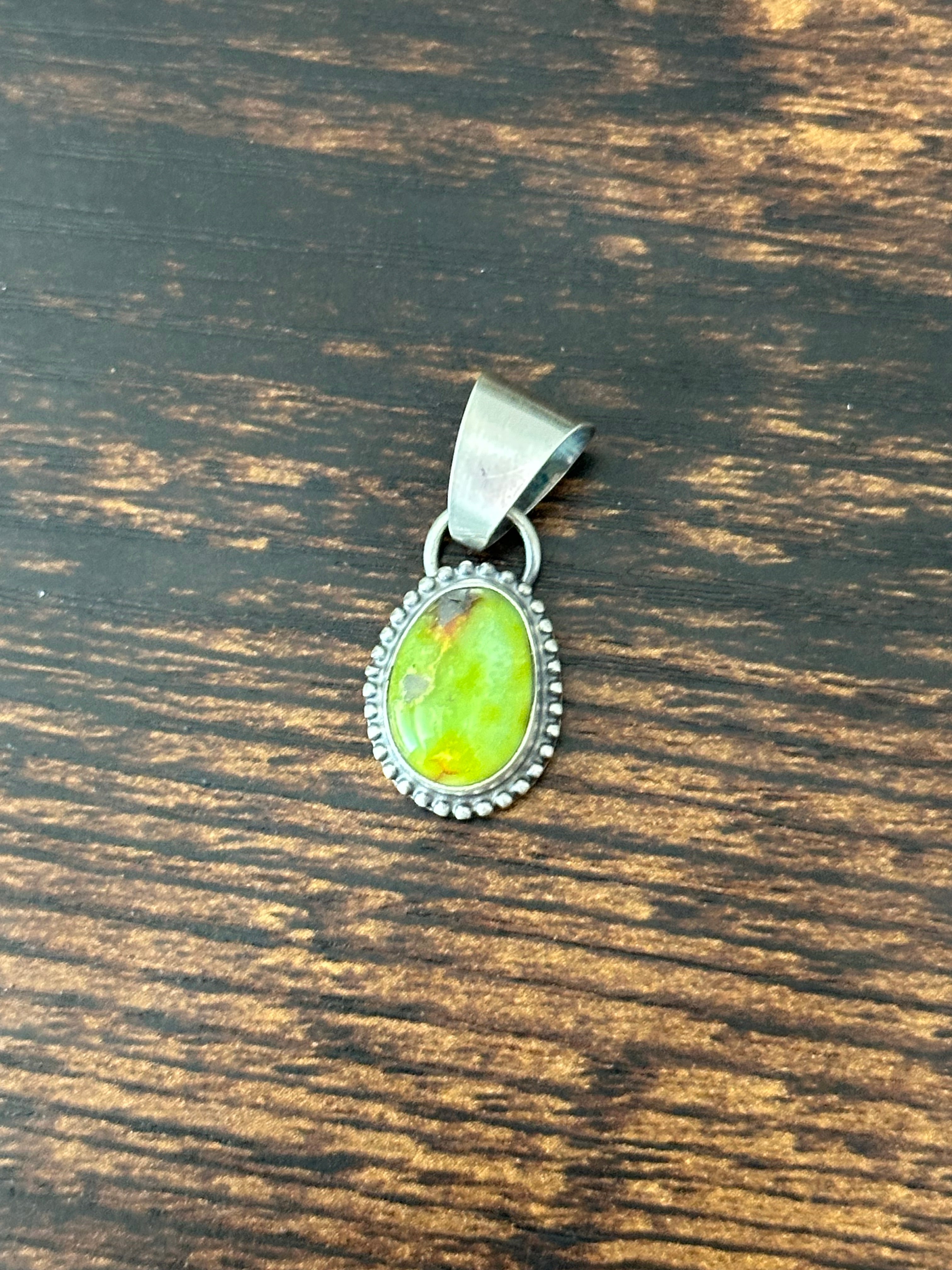 Navajo Palomino Variscite & Sterling Silver Pendant