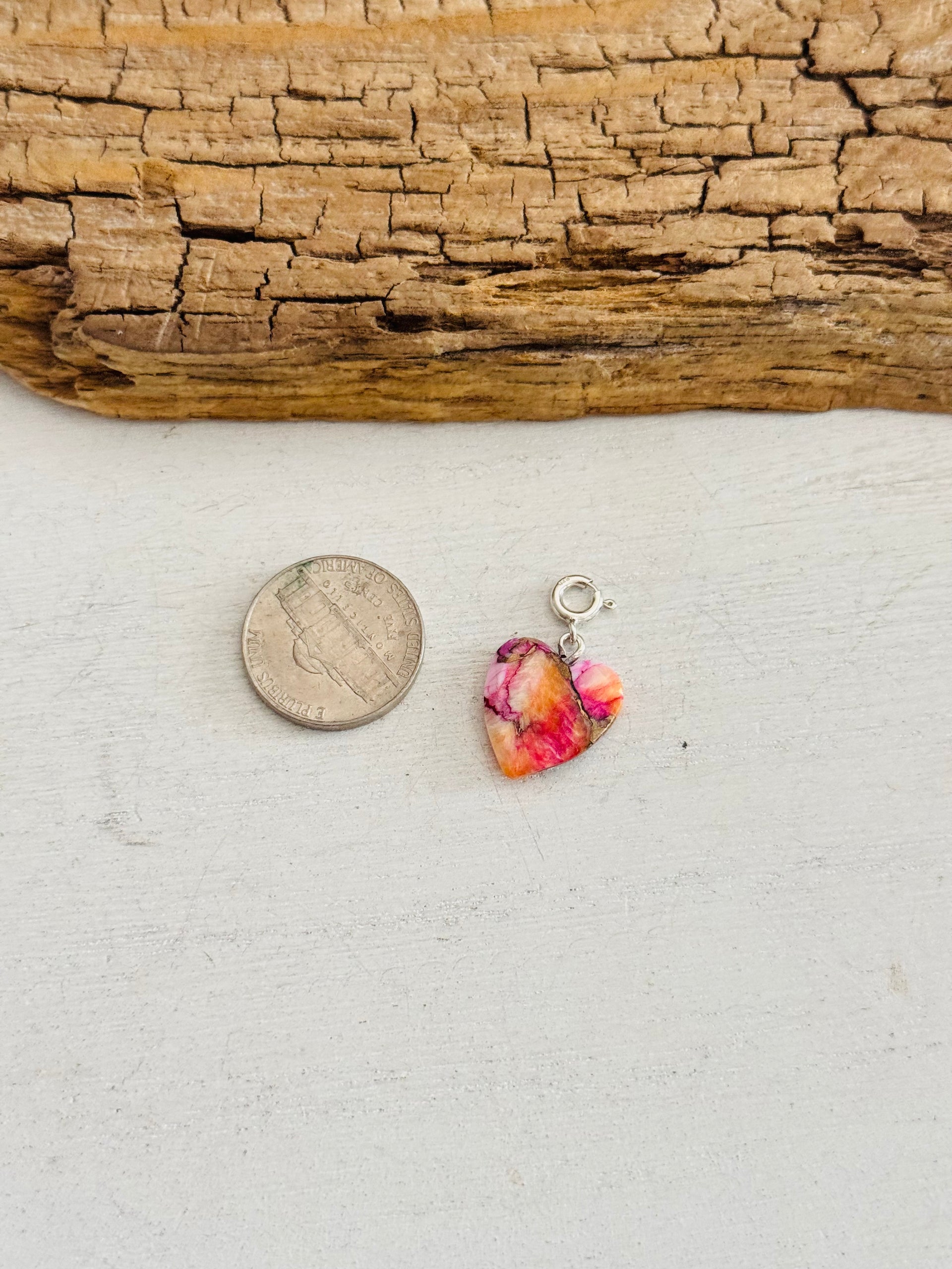 Navajo Made Mohave Turquoise & Sterling Silver Heart Charms