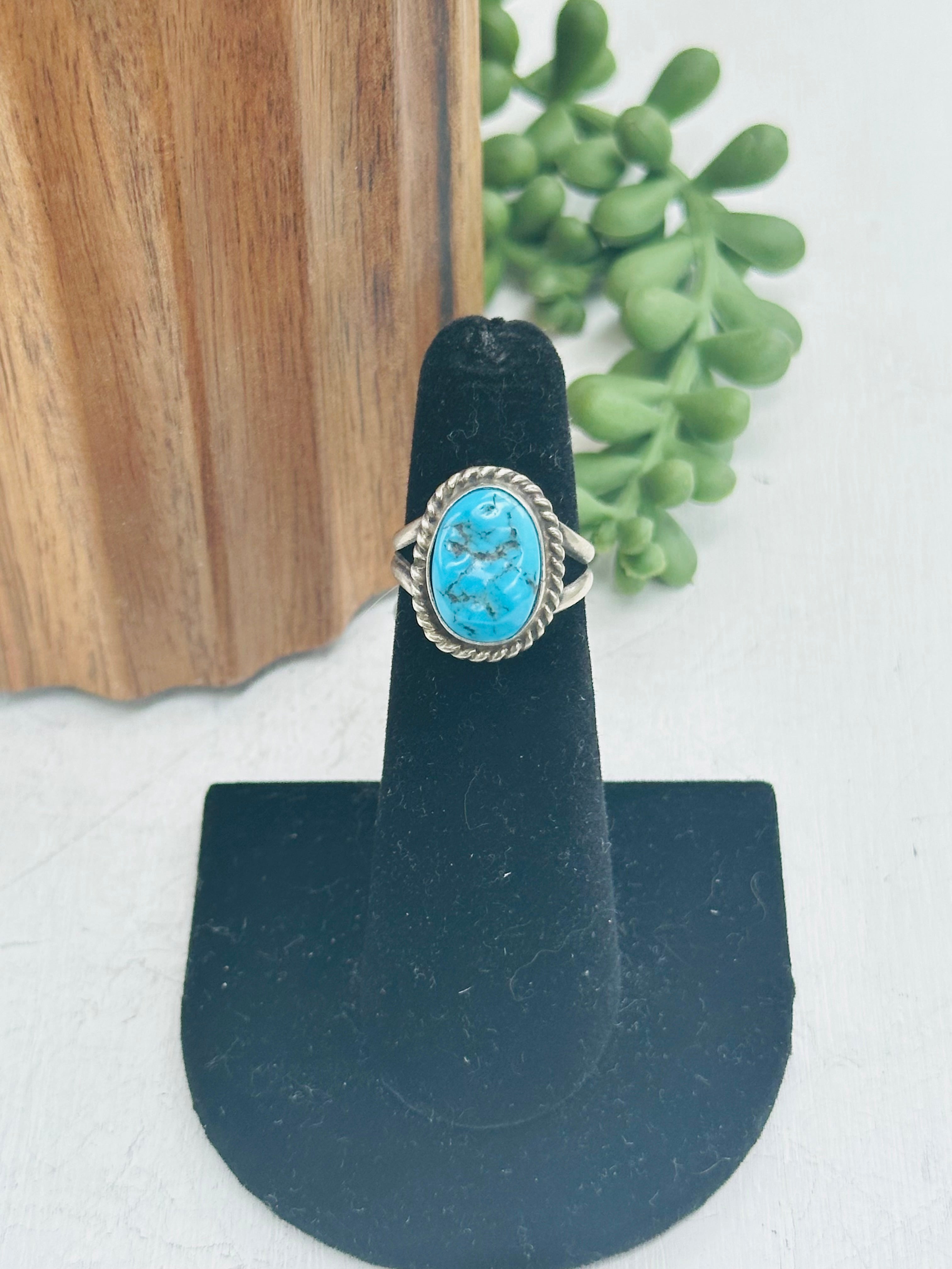 Navajo Made Kingman Turquoise & Sterling Silver Ring