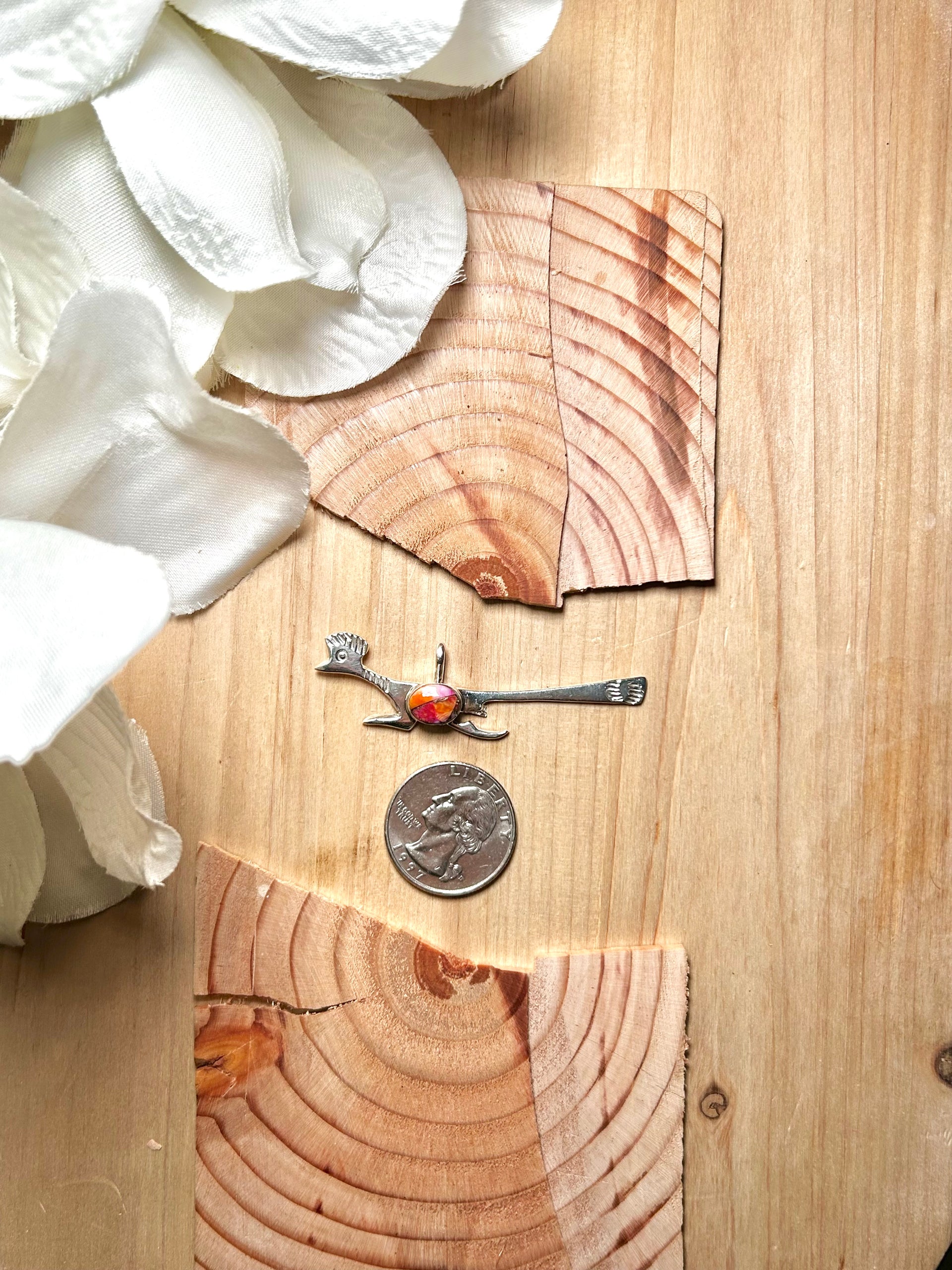 Navajo Made Mohave Turquoise & Sterling Silver Pendant