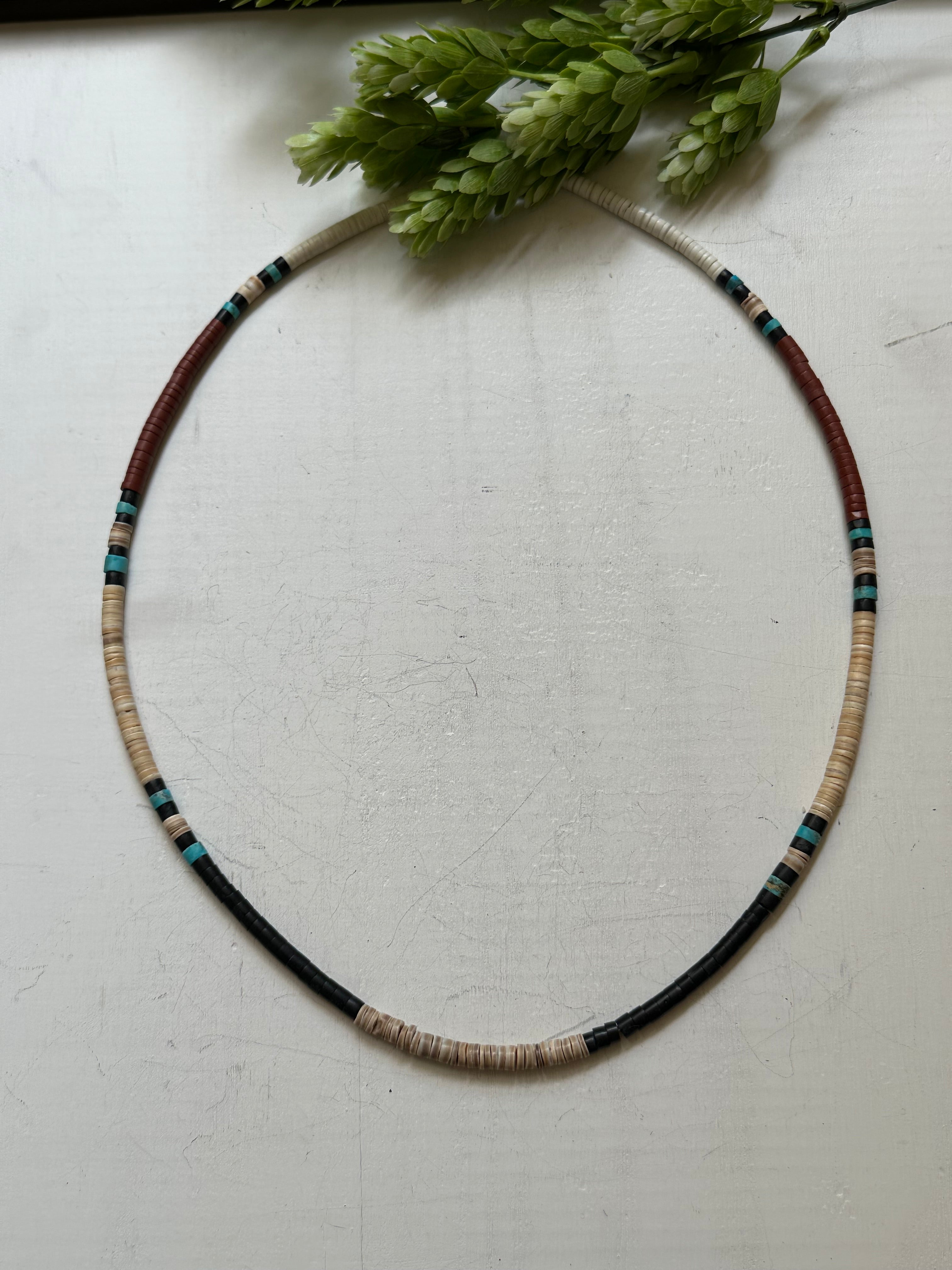 Hopi Strung Multi Stone & Sterling Silver Necklace