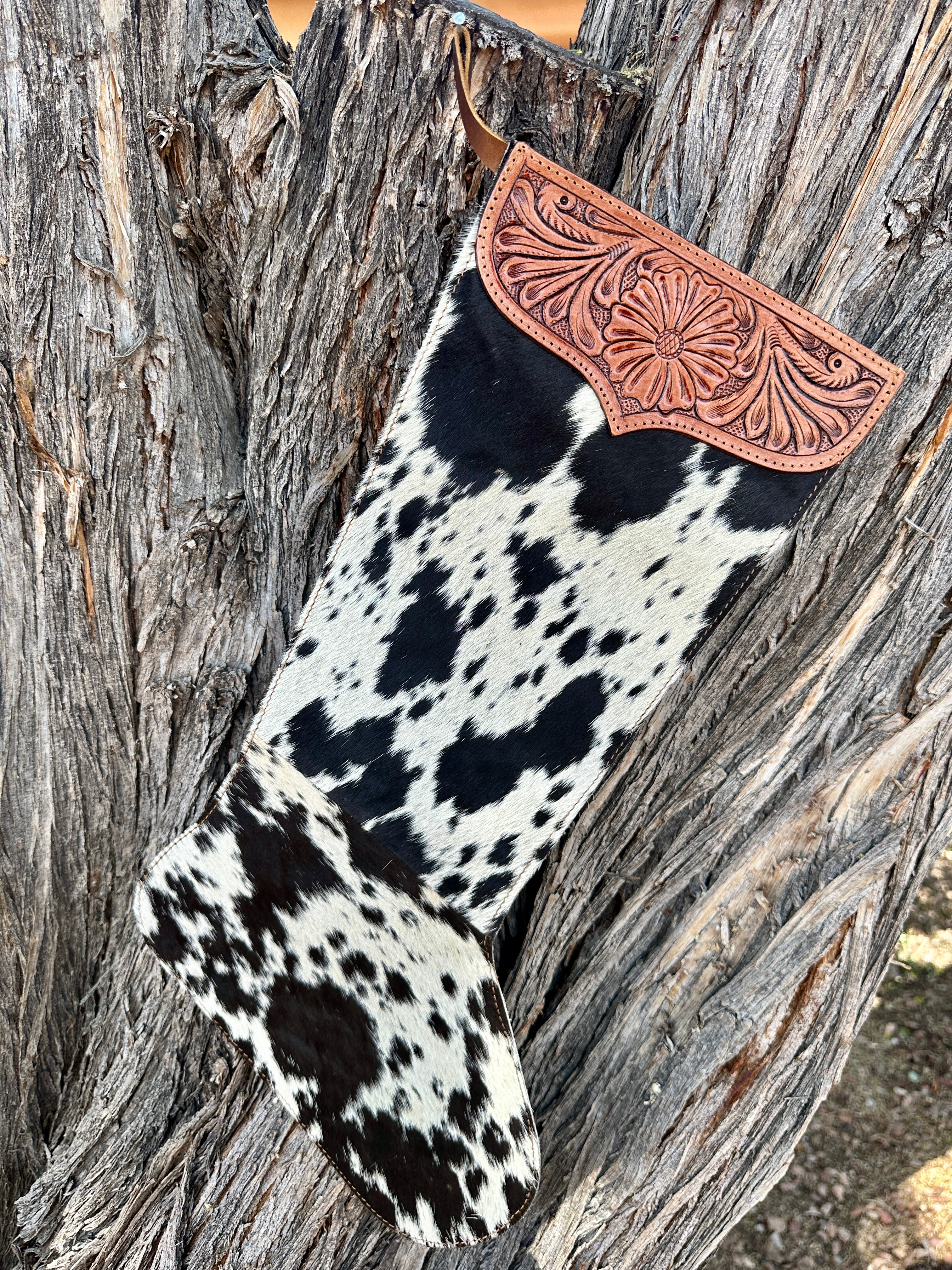 Genuine Tooled Leather Cowhide Stocking