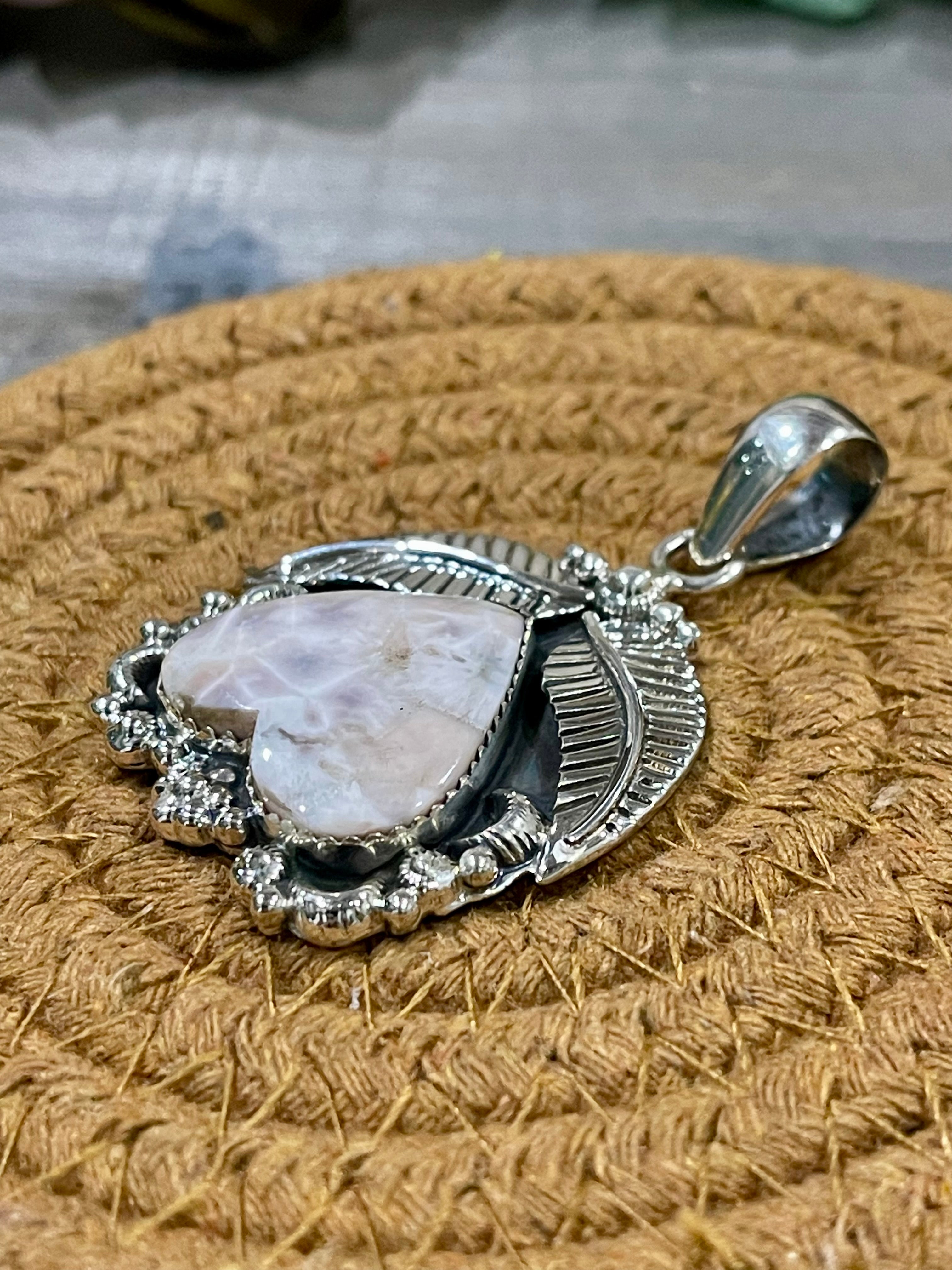 Southwest Handmade Pink Larimar & Sterling Silver Pendant