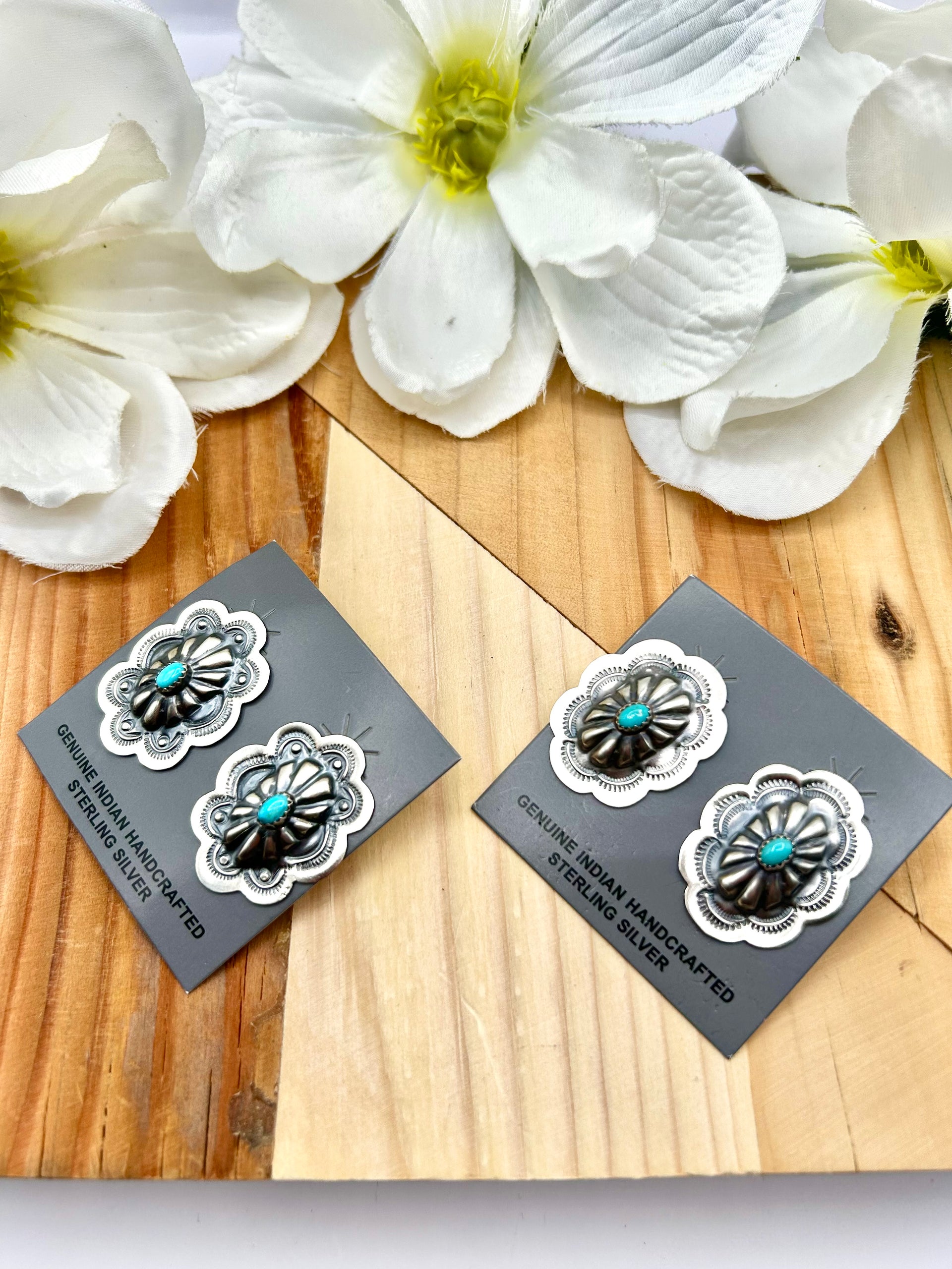 Larina Benally Kingman Turquoise & Sterling Silver Post Earrings