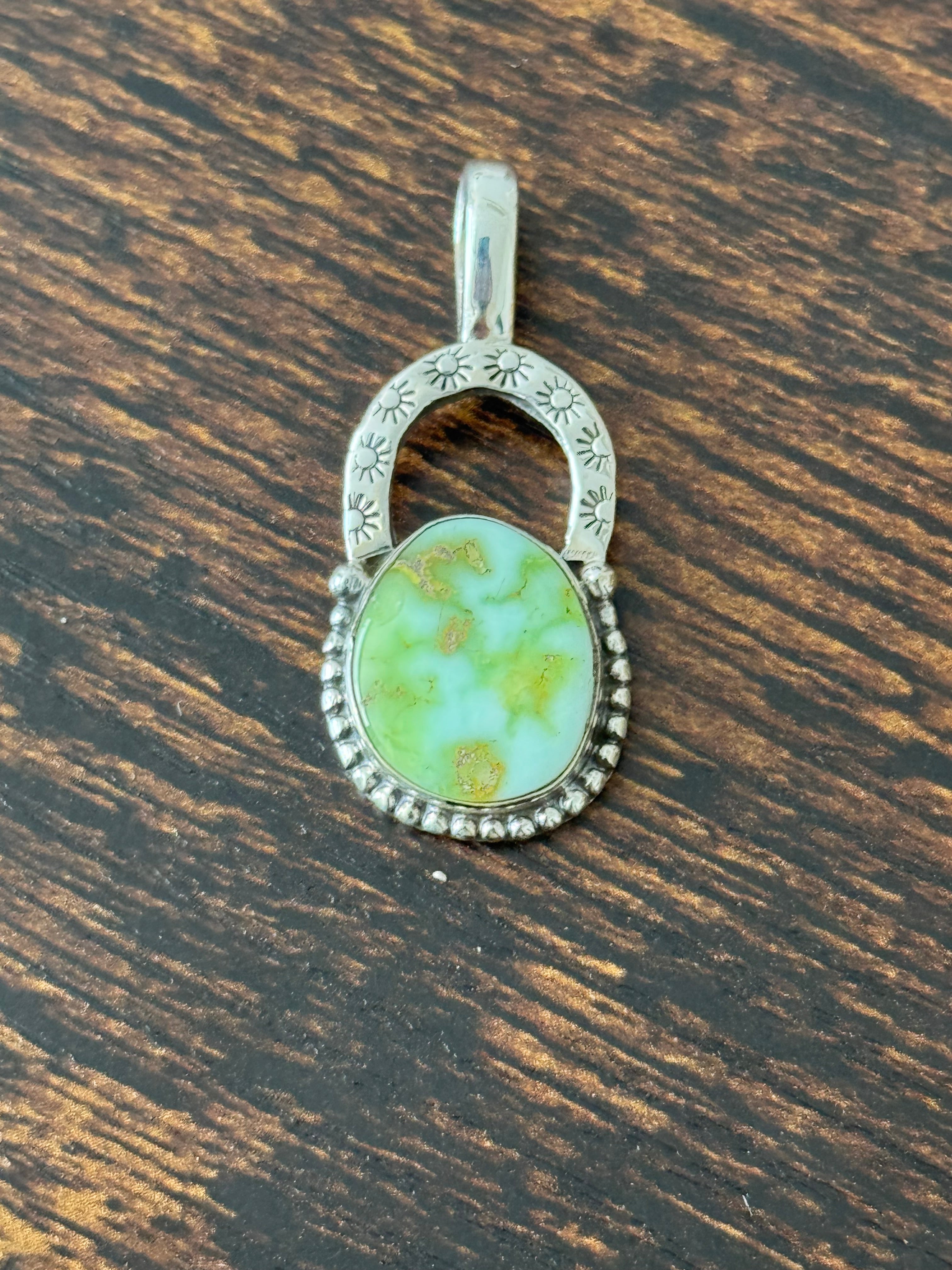 Southwest Palomino Variscite & Sterling Silver Pendant