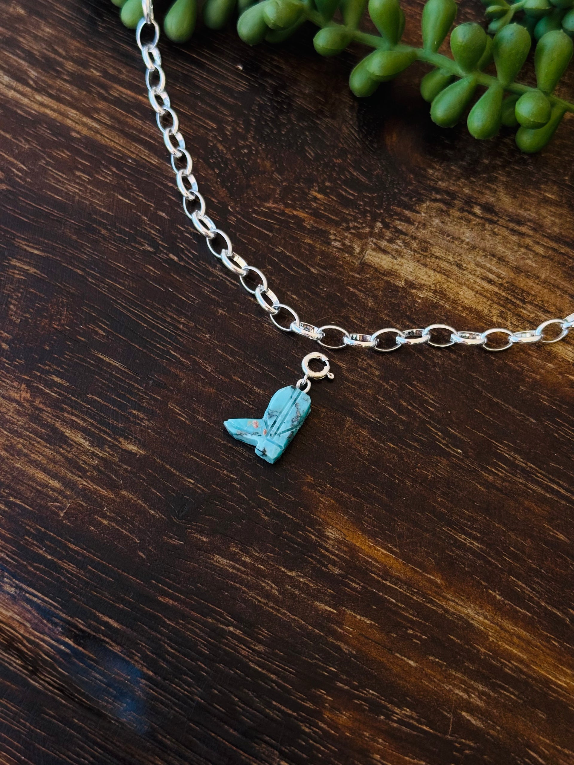 Navajo Made Mohave Turquoise & Sterling Silver Cowboy Boot Charms