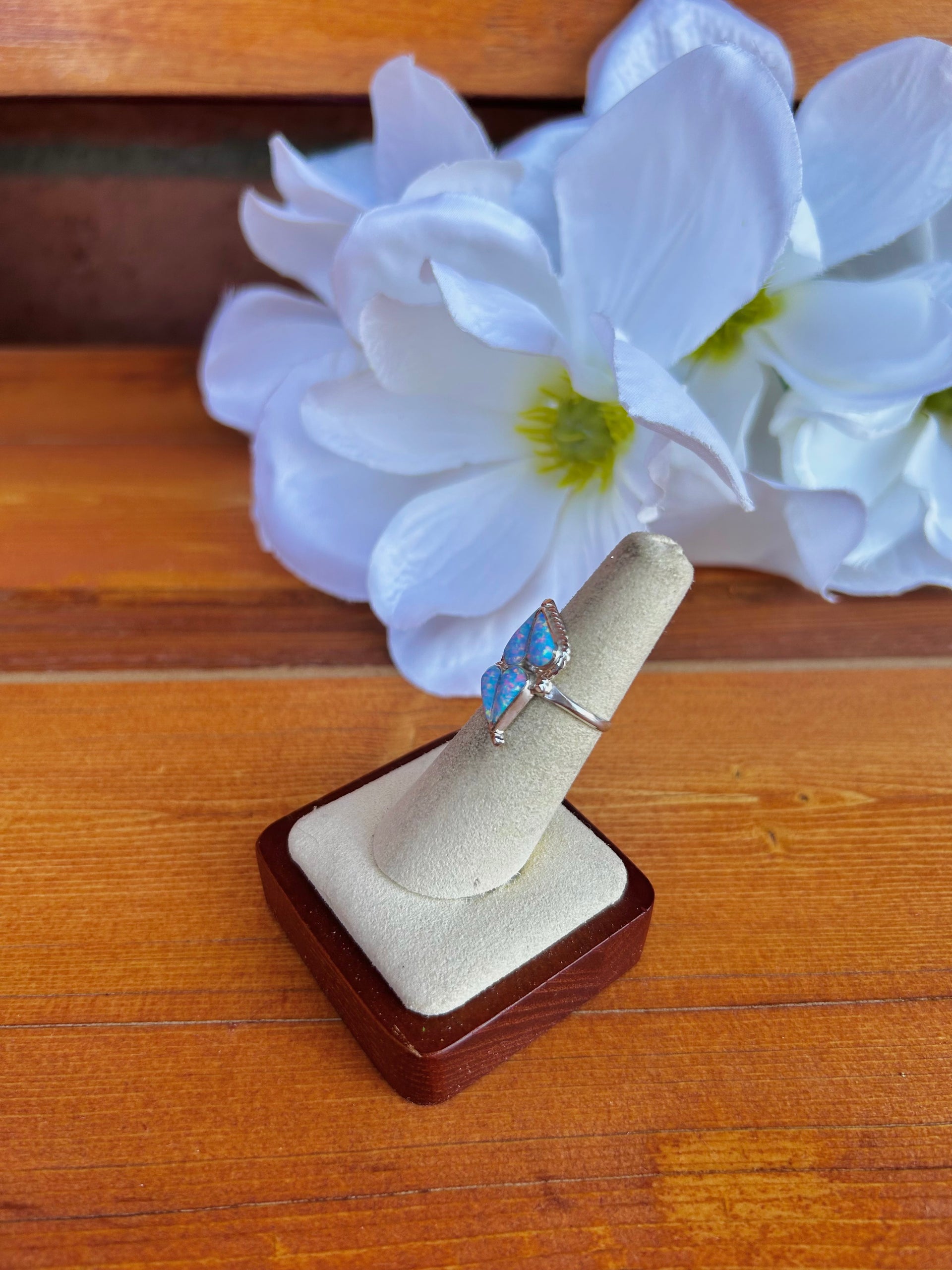 Navajo Made Opal & Sterling Silver Ring Size 6.5