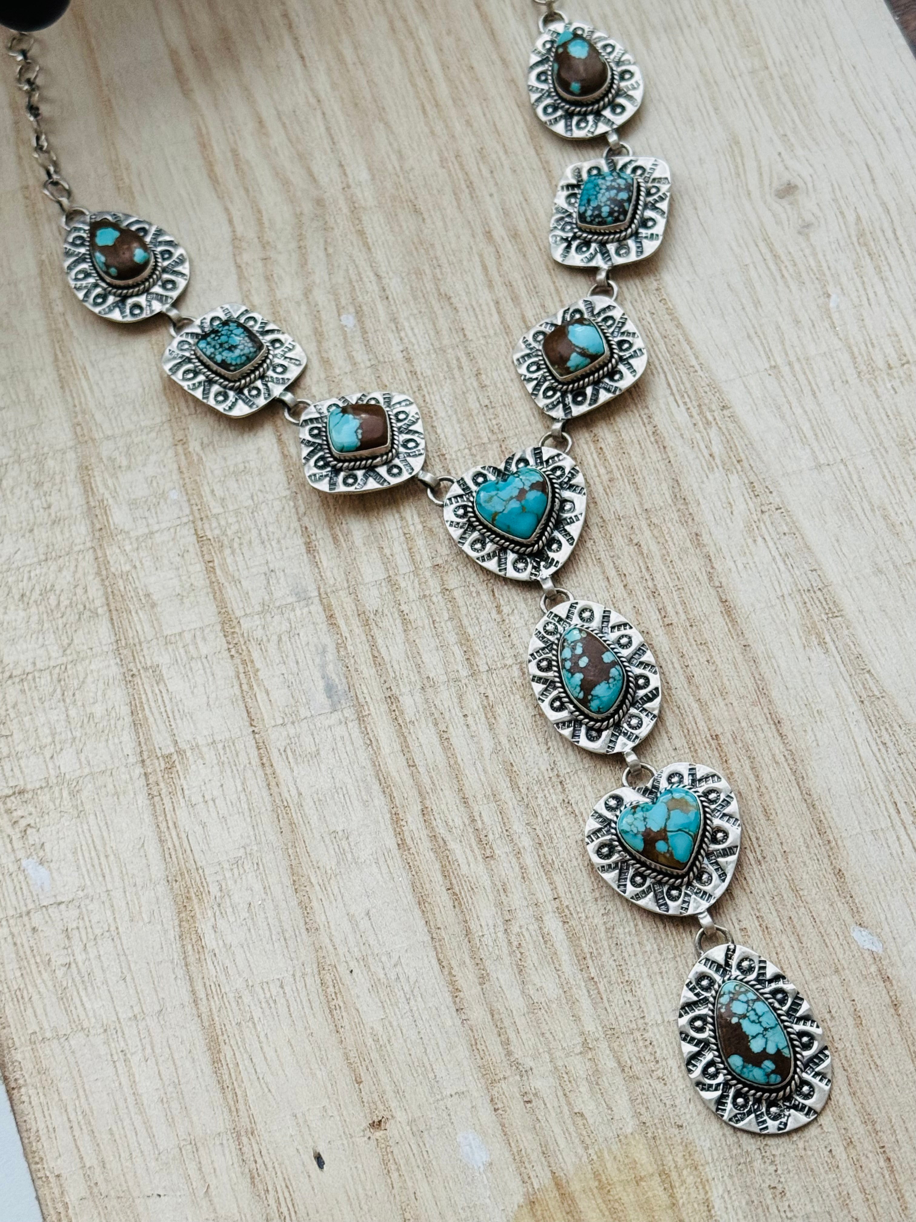 Southwest Handmade #8 Turquoise & Sterling Silver Necklace Set