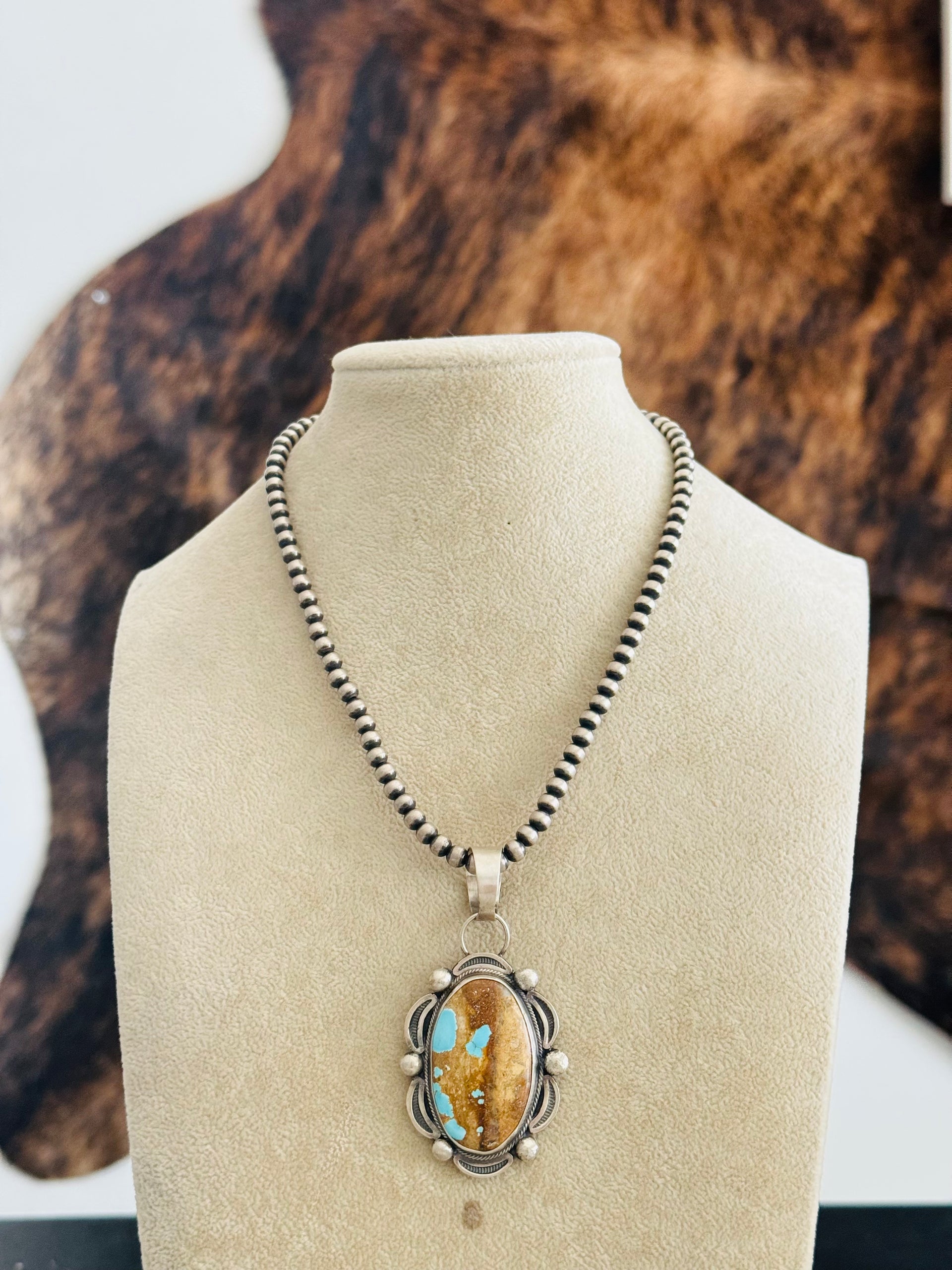 Navajo Made Royston Turquoise & Sterling Silver Pendant