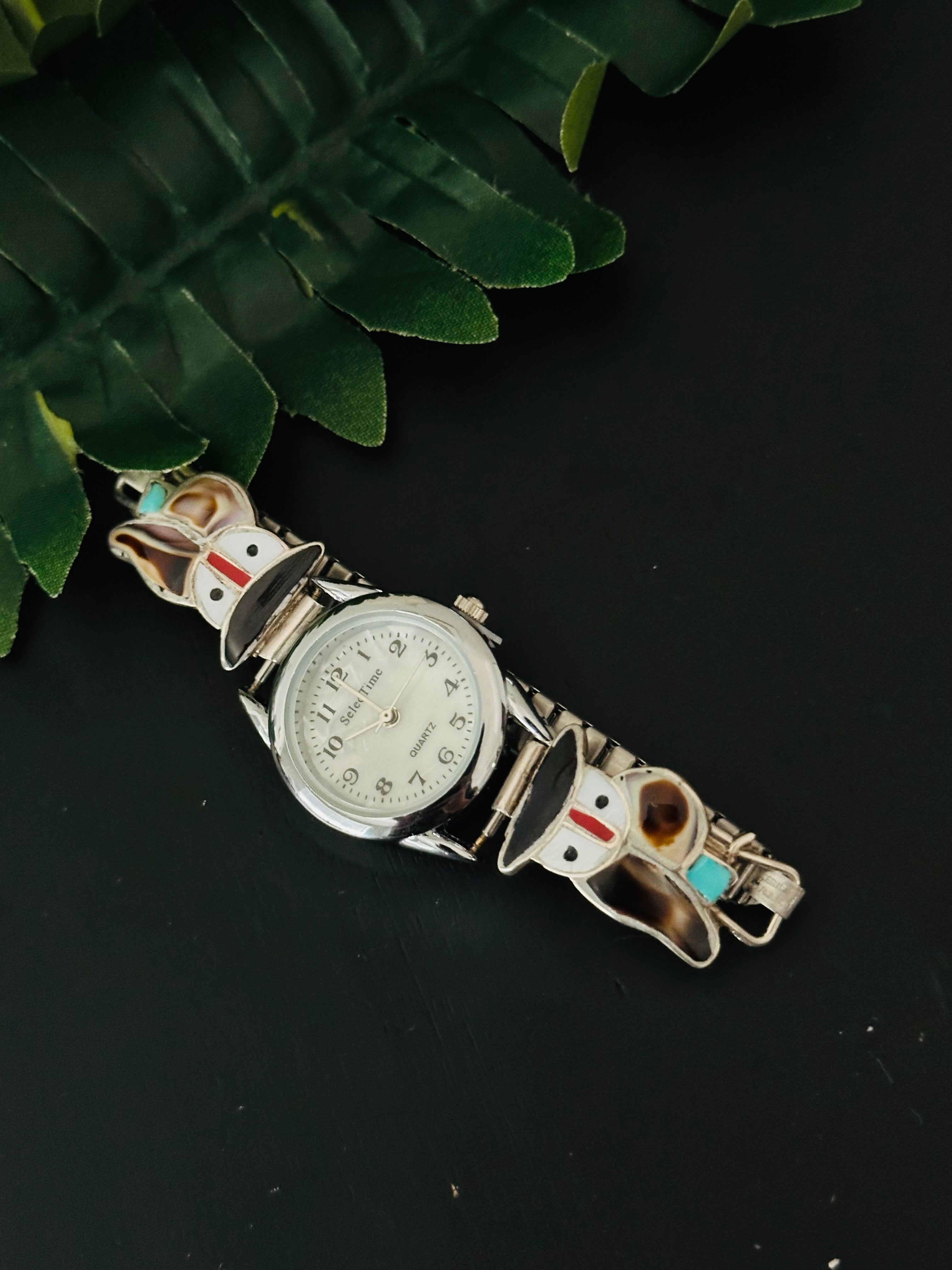 Zuni Made Sterling Silver Inlay Adjustable Watch