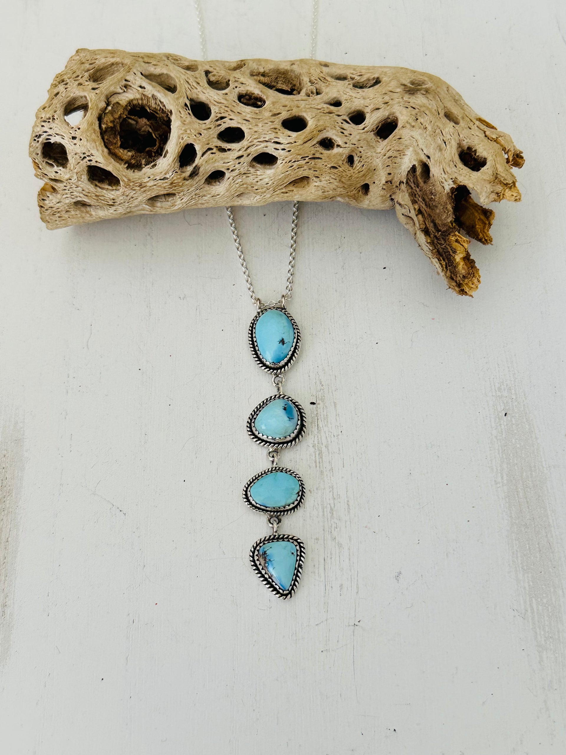 Southwest Handmade Golden Hills Turquoise & Sterling Silver Necklace