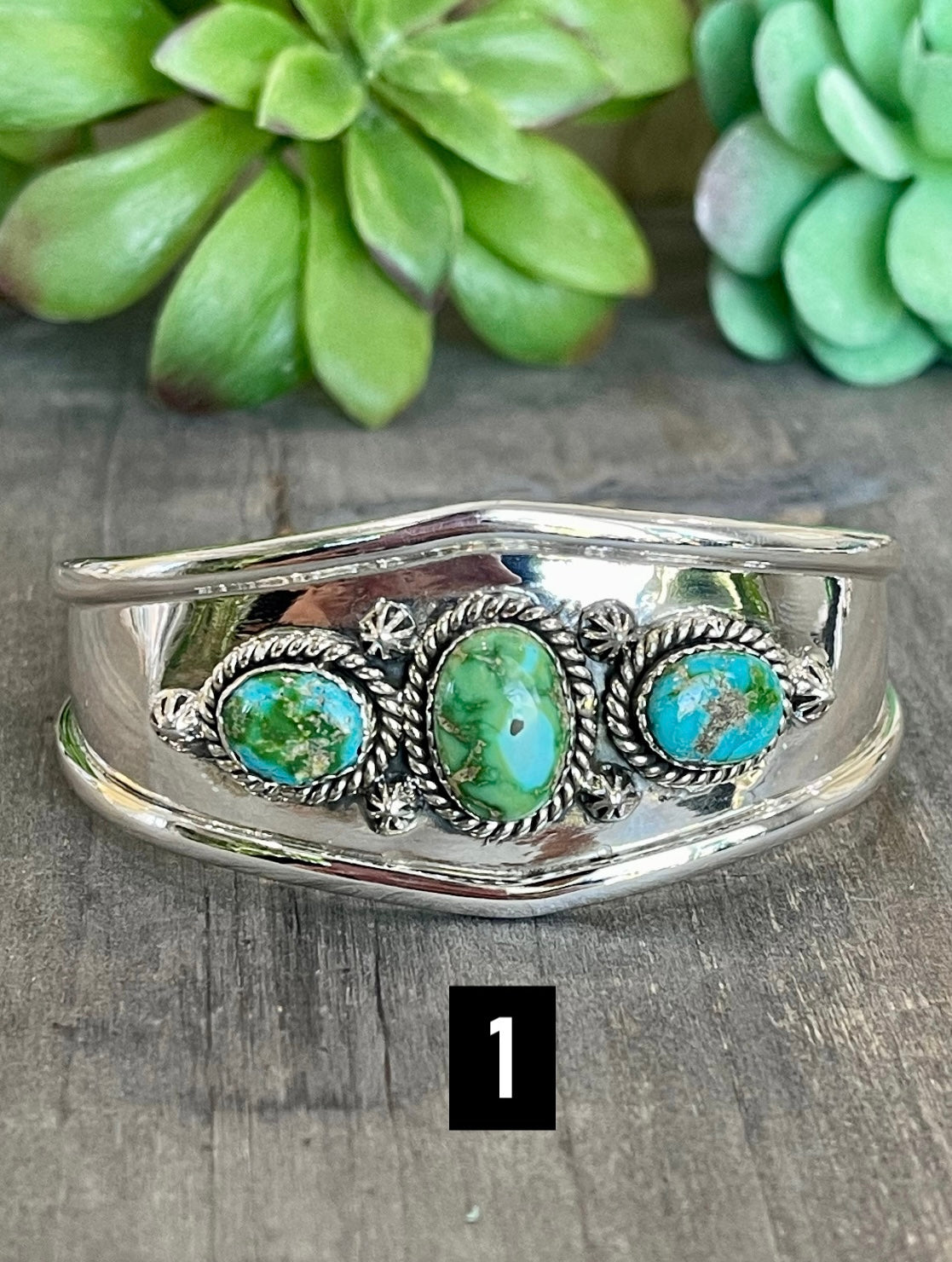 Southwest Handmade Sonoran Mountain Turquoise & Sterling Silver Cuff Bracelet