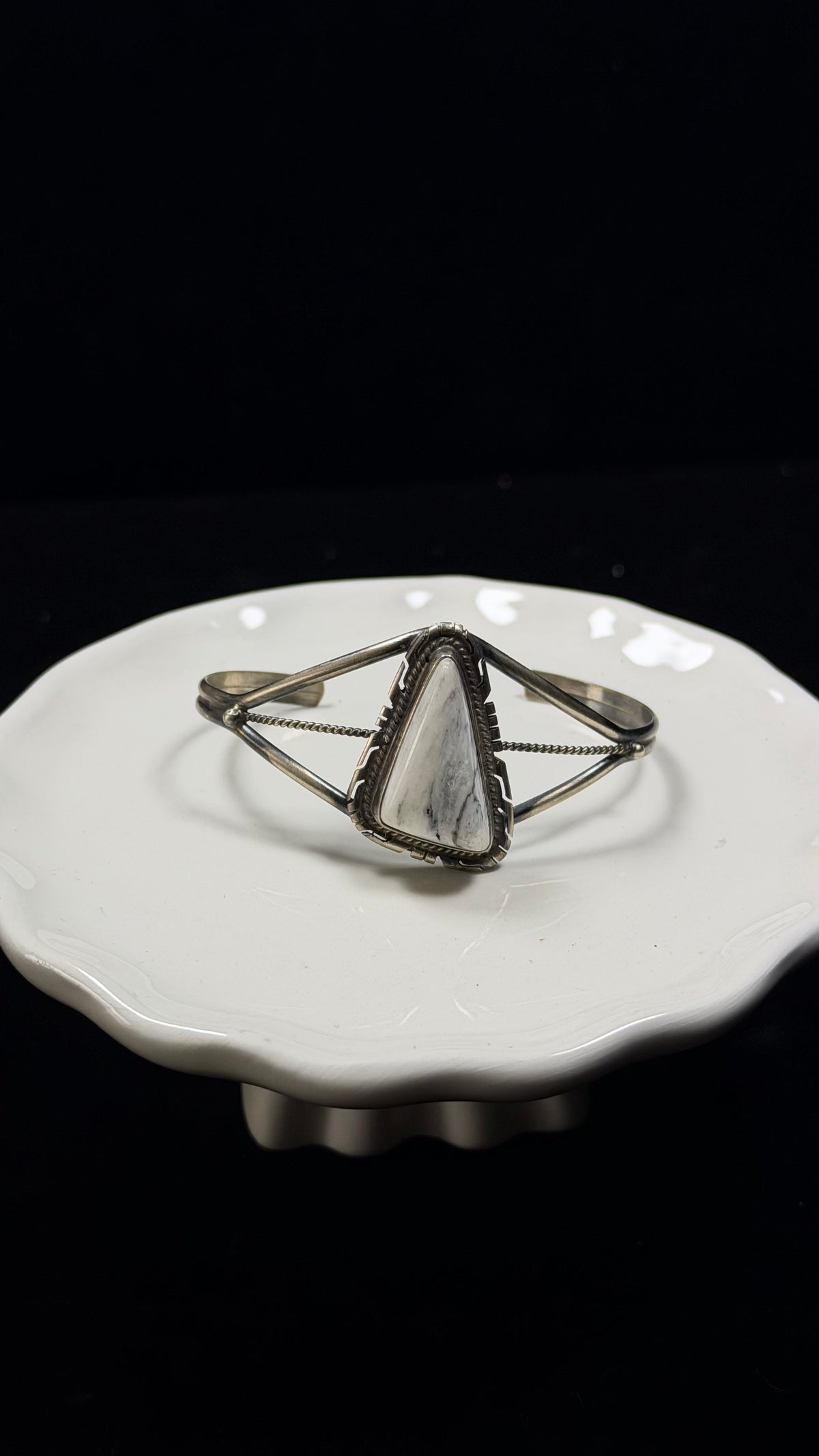 Peggy Skeets White Buffalo & Sterling Silver Cuff Bracelet