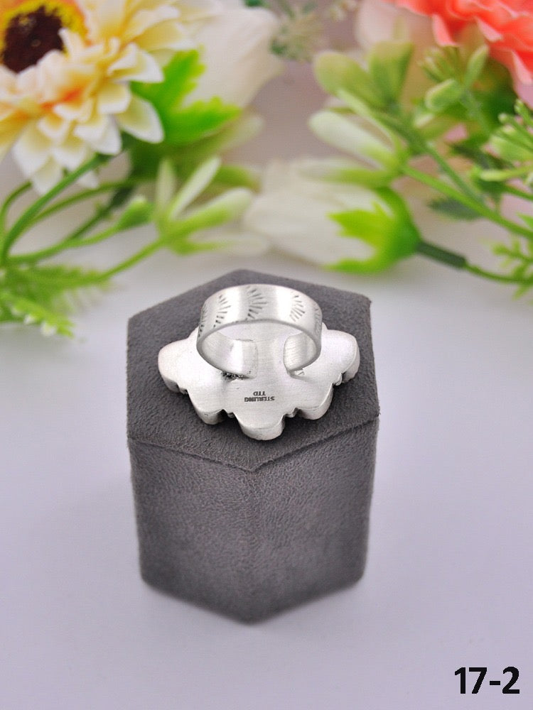 Southwest Made Multi Stone & Sterling Sliver Cluster Adjustable Ring