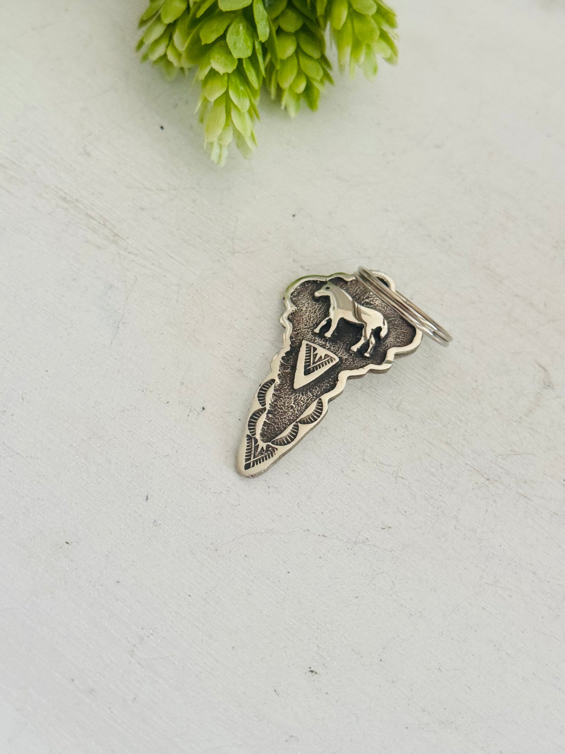 Navajo Made Sterling Silver Horse Key Chain