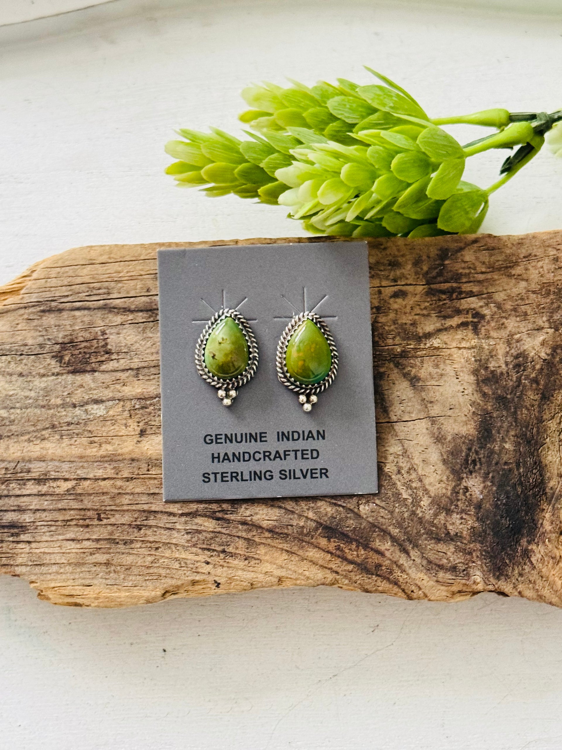 Trish Largo Kingman Turquoise & Sterling Silver Post Earrings