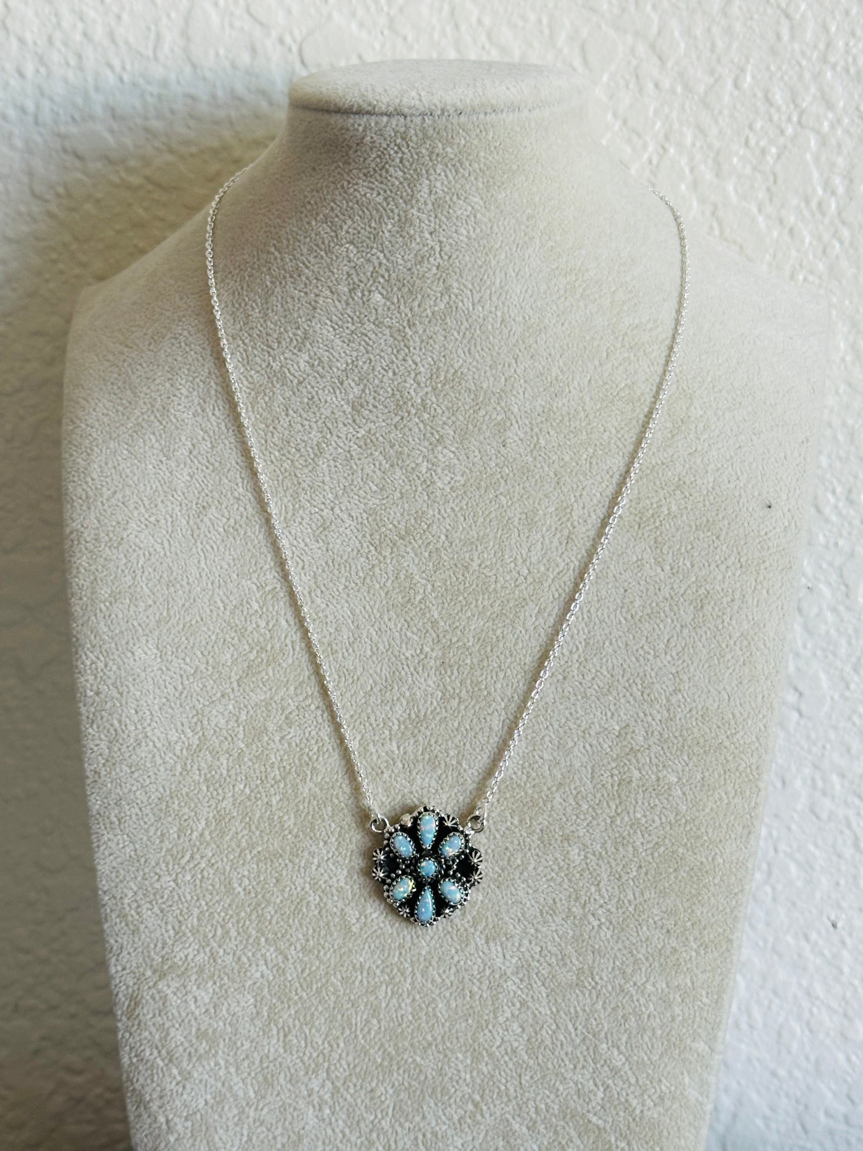 TTD “Sky Cascade” Opal & Sterling Silver Cluster Necklace