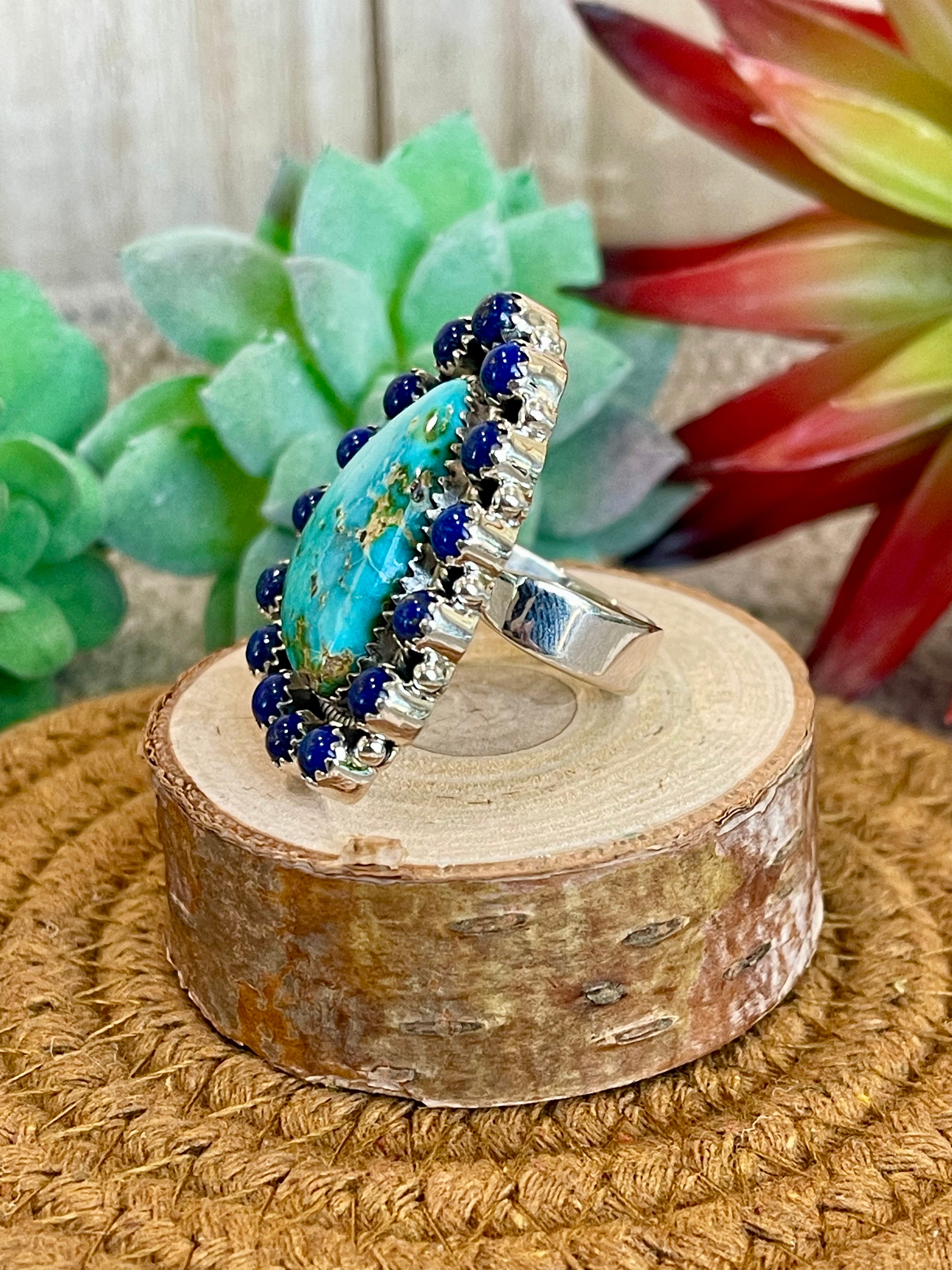 Southwest Handmade Multi Stone & Sterling Silver Adjustable Ring