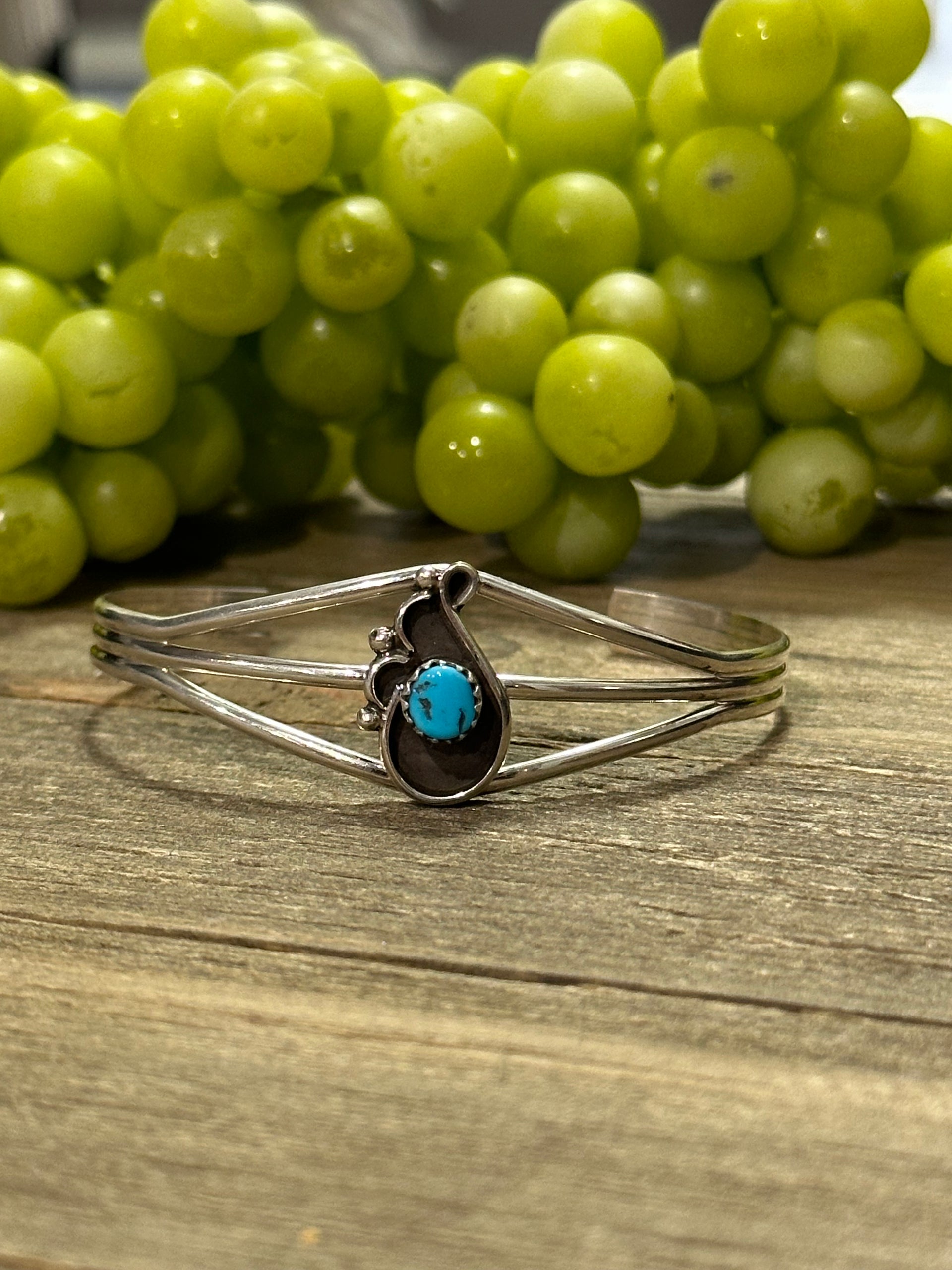 Navajo Made Kingman Turquoise & Sterling Silver Cuff Bracelet
