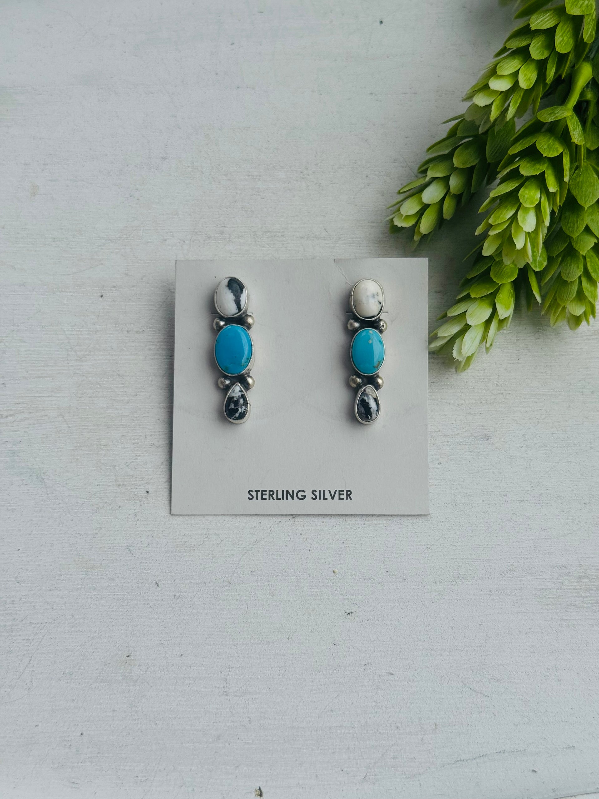 Jameson Garcia Multi Stone & Sterling Silver Post Dangle Earrings