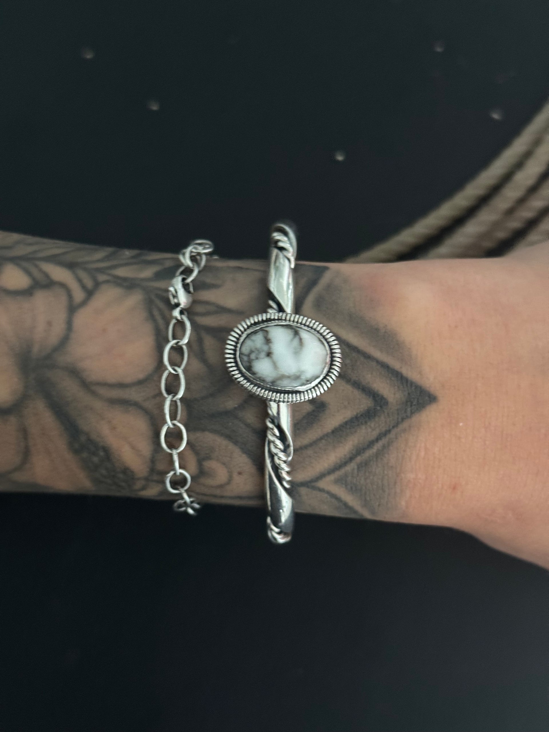 Wydell Billie White Buffalo & Sterling Silver Cuff Bracelet