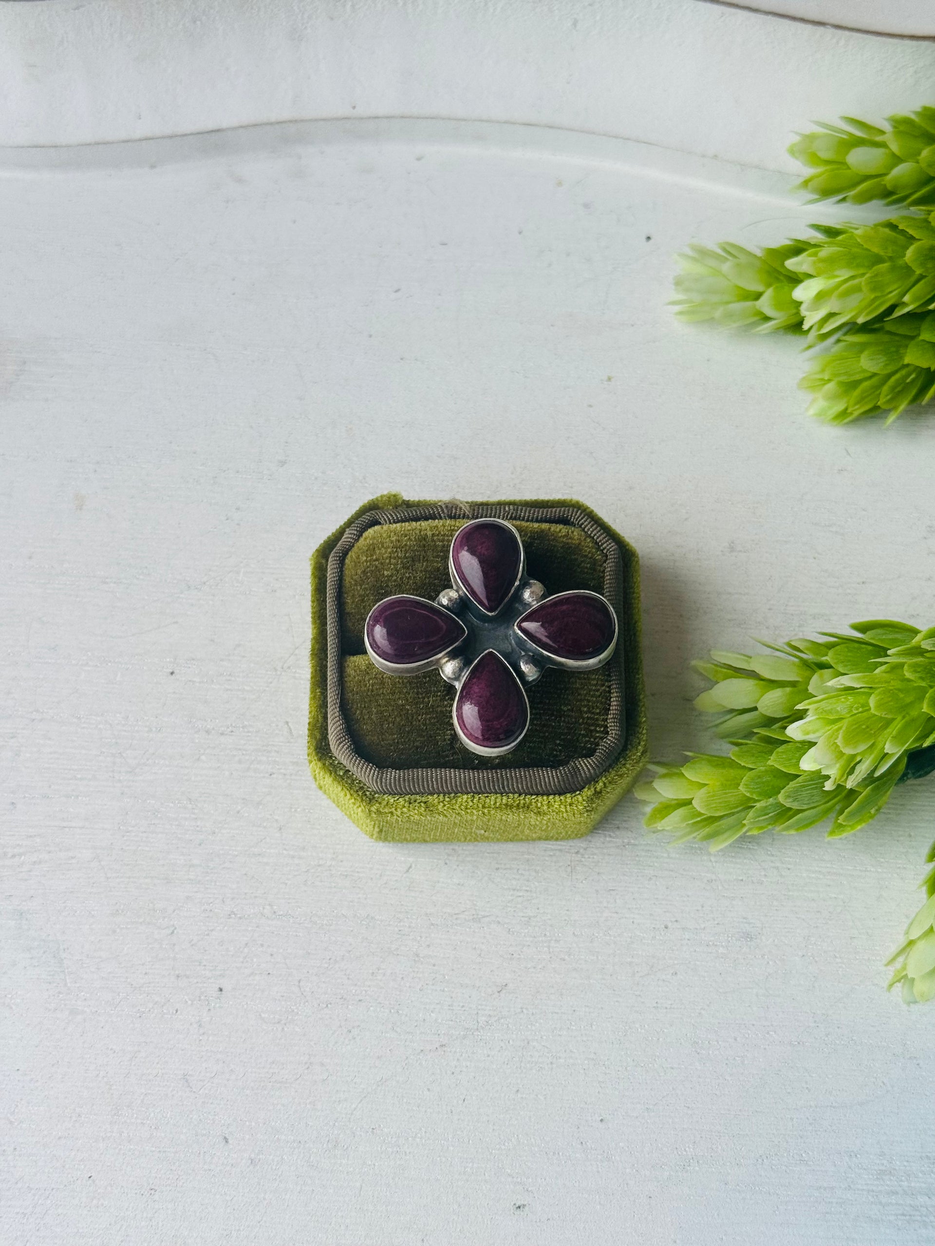 Myron Benally Purple Spiny Oyster & Sterling Silver Ring Size 6