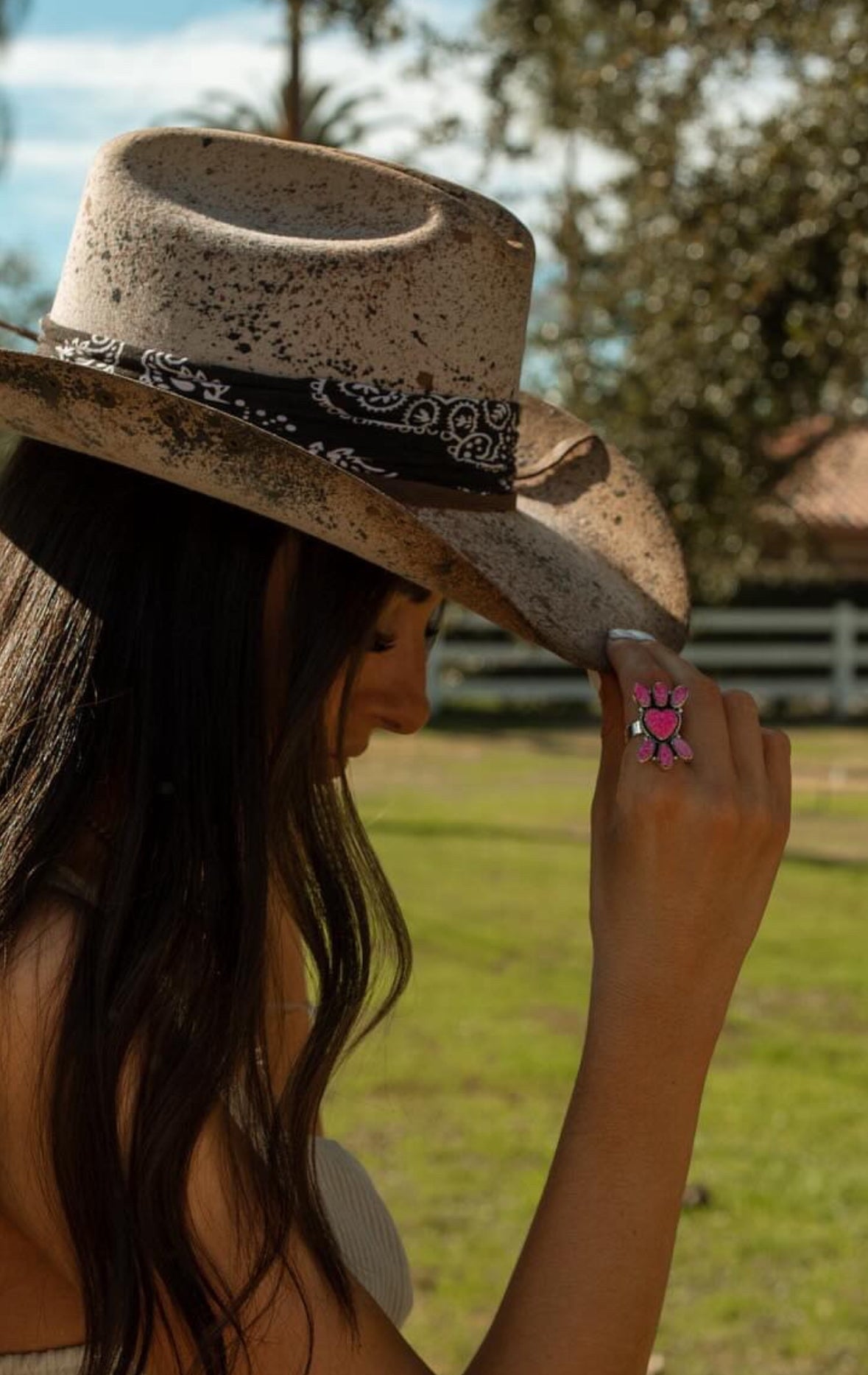 Southwest Handmade Hot Pink Opal & Sterling Silver Cluster Adjustable Rings