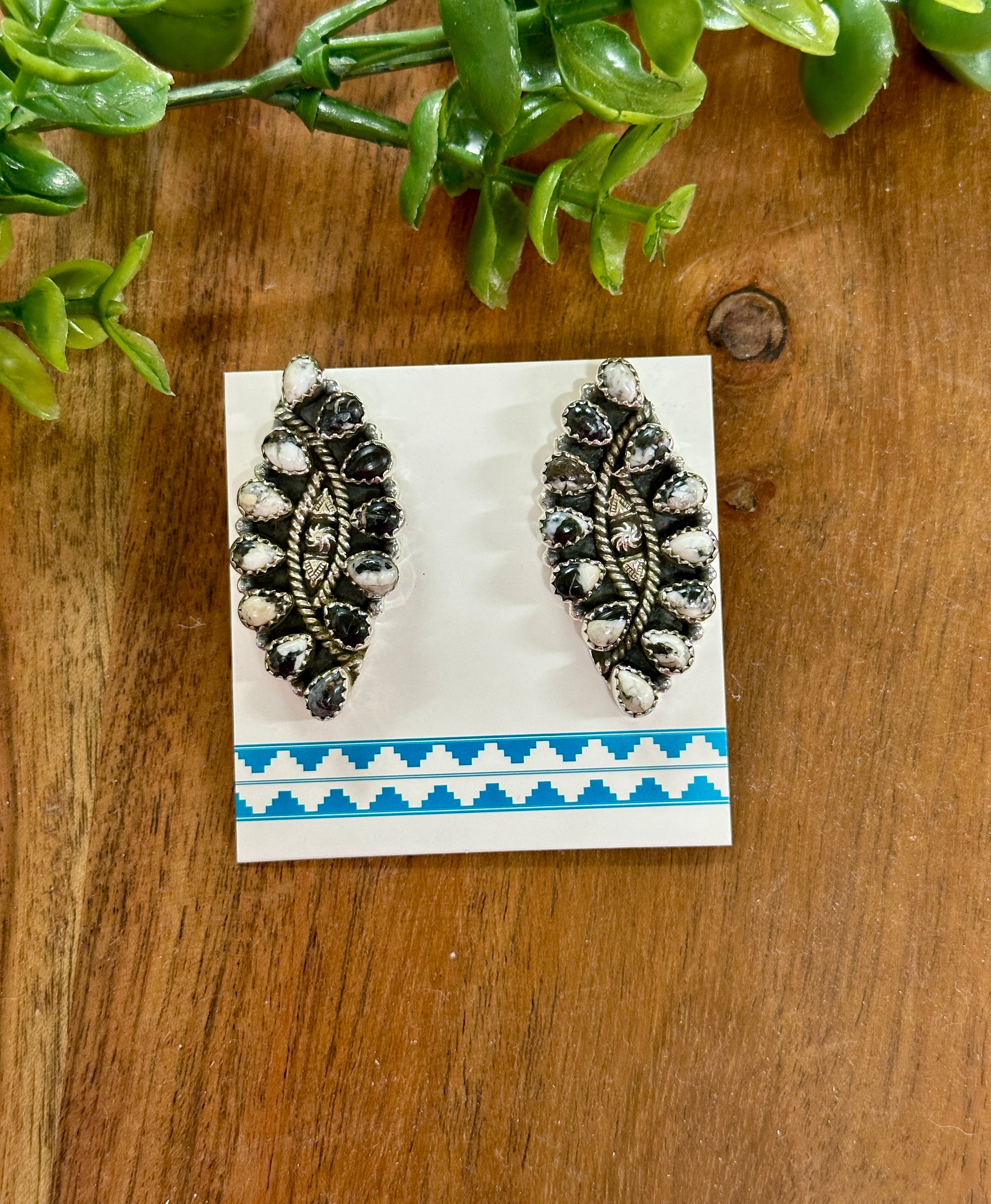 TTD “Twin Flame” White Buffalo & Sterling Silver Earrings