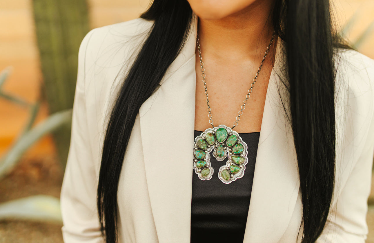 Bobby Johnson Sonoran Gold Turquoise & Sterling Silver Naja Necklace