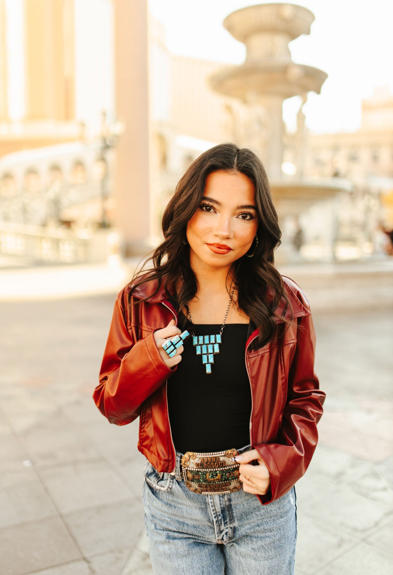 Donovan Skeets Kingman Turquoise & Sterling Silver Cluster Necklace & Adjustable Ring Set
