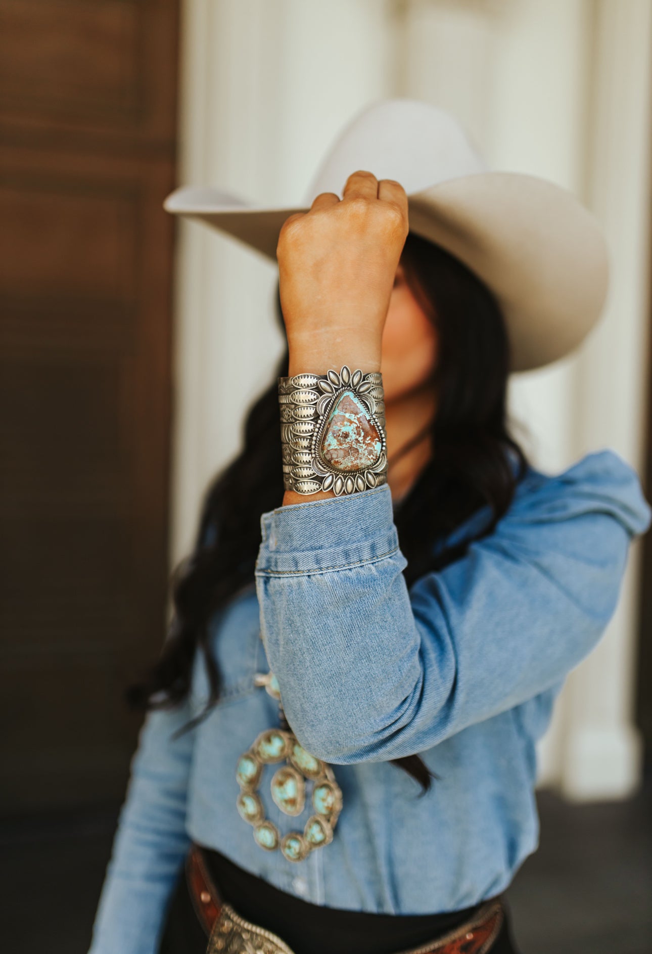 Alex Sanchez Natural Royston Turquoise & Sterling Silver Cuff Bracelet