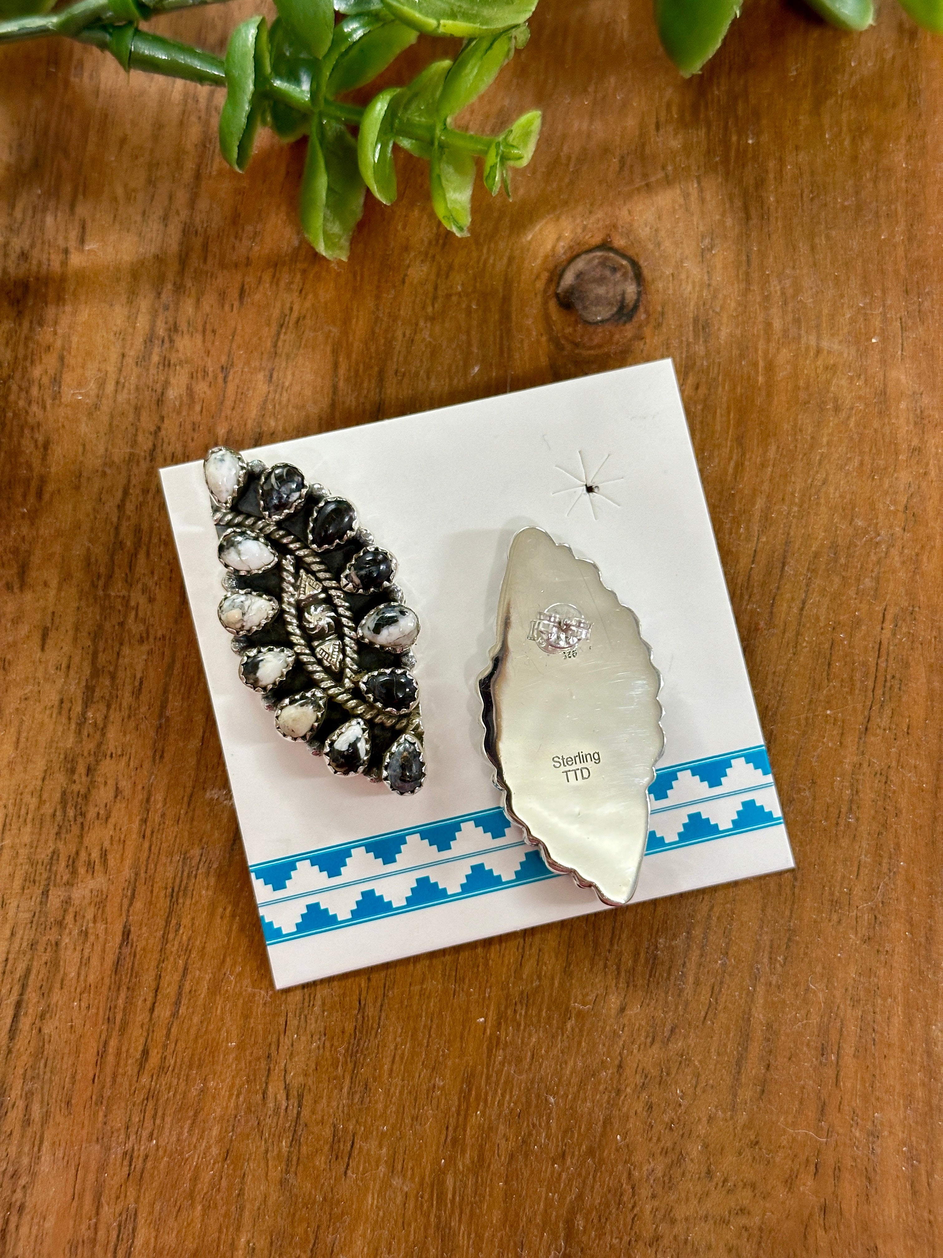TTD “Twin Flame” White Buffalo & Sterling Silver Earrings