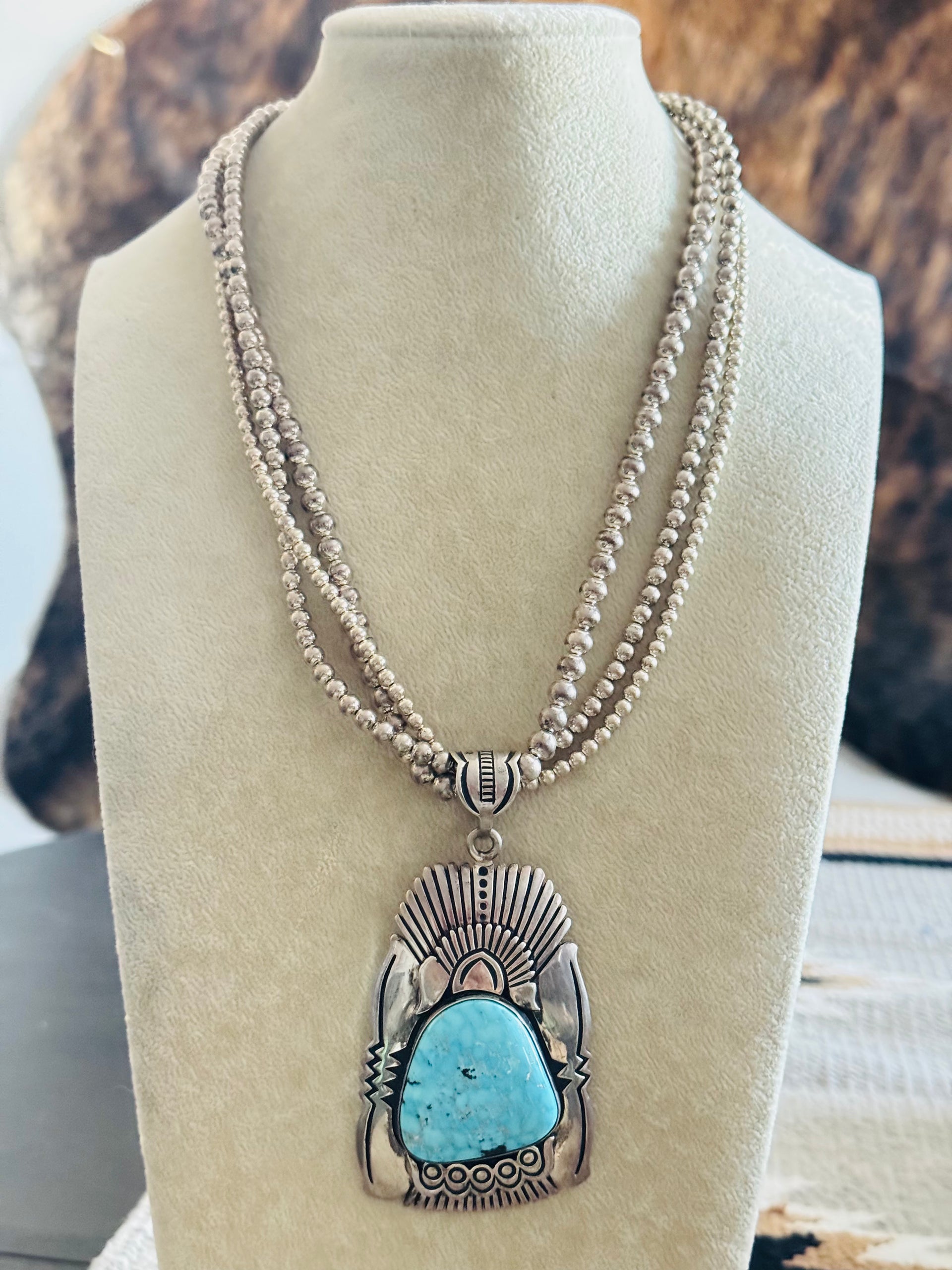 Steven Begay Blue Ridge Turquoise & Sterling Sliver Necklace