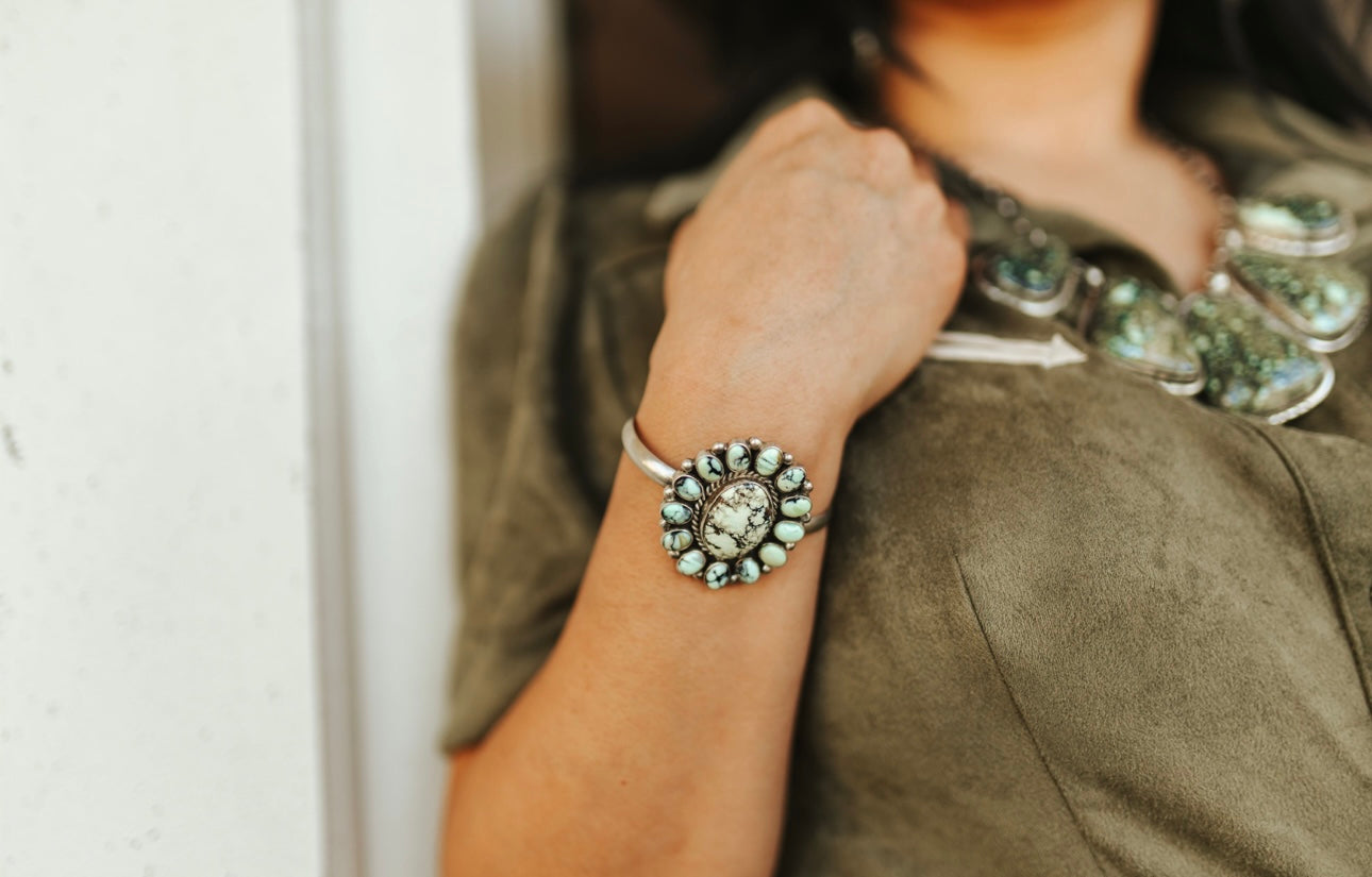 Virginia Sandoval New Lander Varasite & Sterling Silver Cuff Bracelet