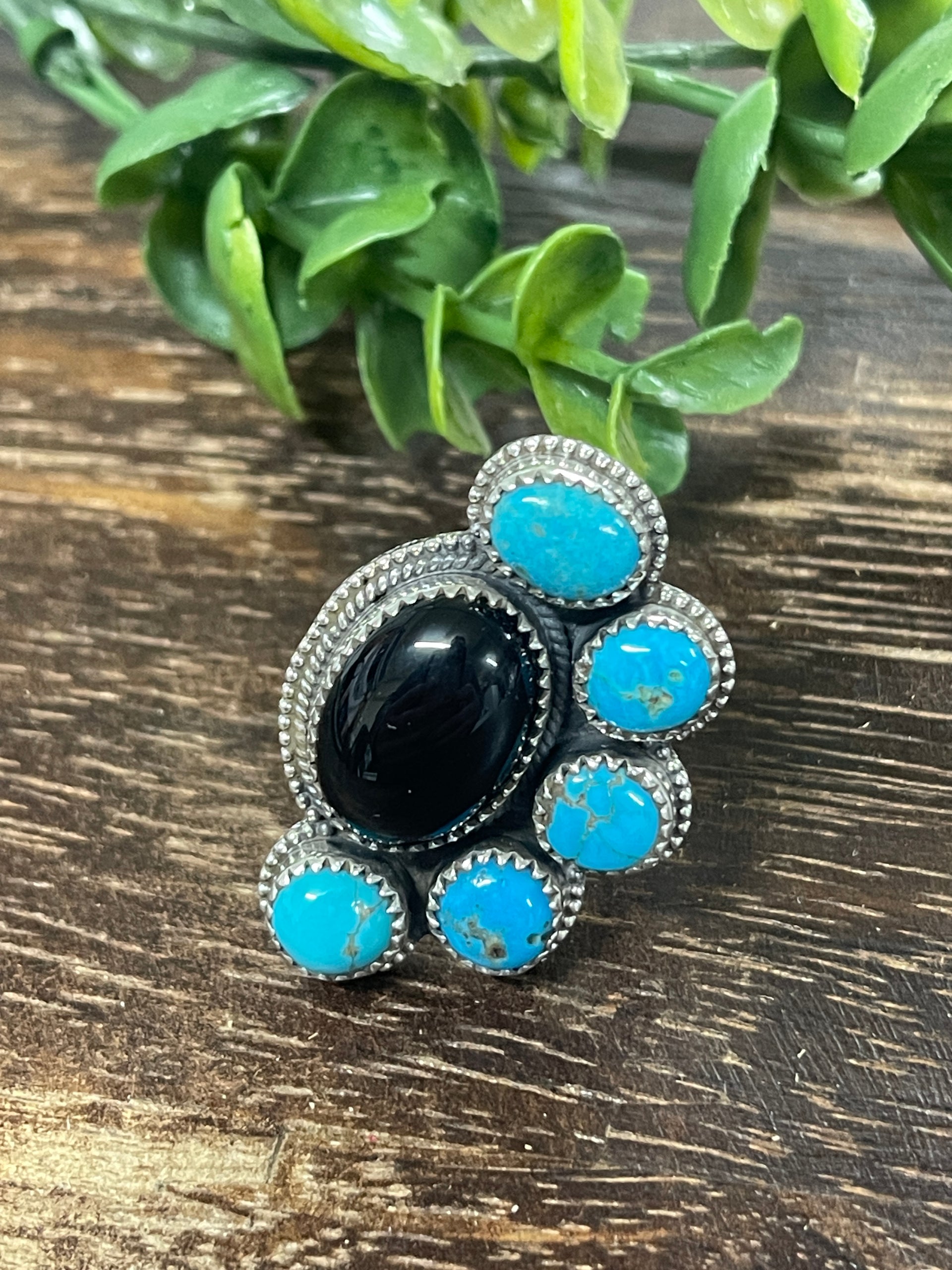 Tony Yazzie Multi Stone & Sterling Silver Adjustable Ring