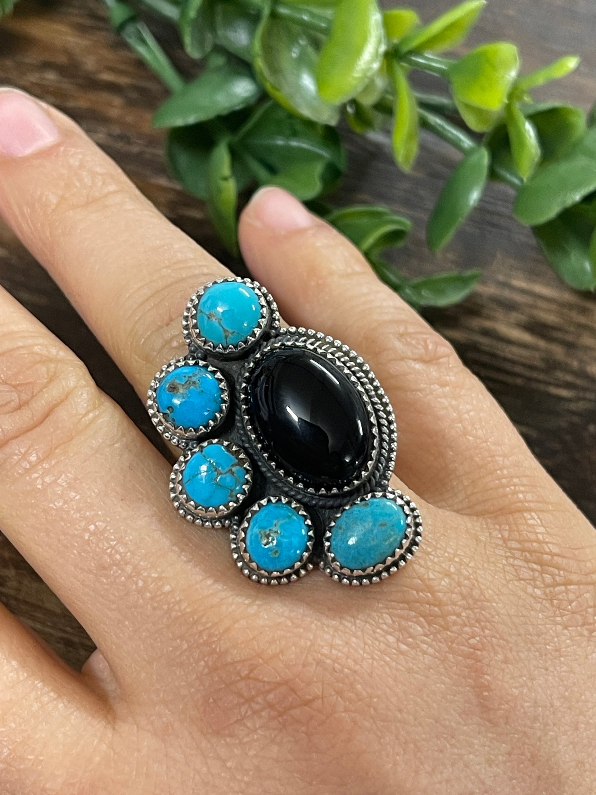 Tony Yazzie Multi Stone & Sterling Silver Adjustable Ring