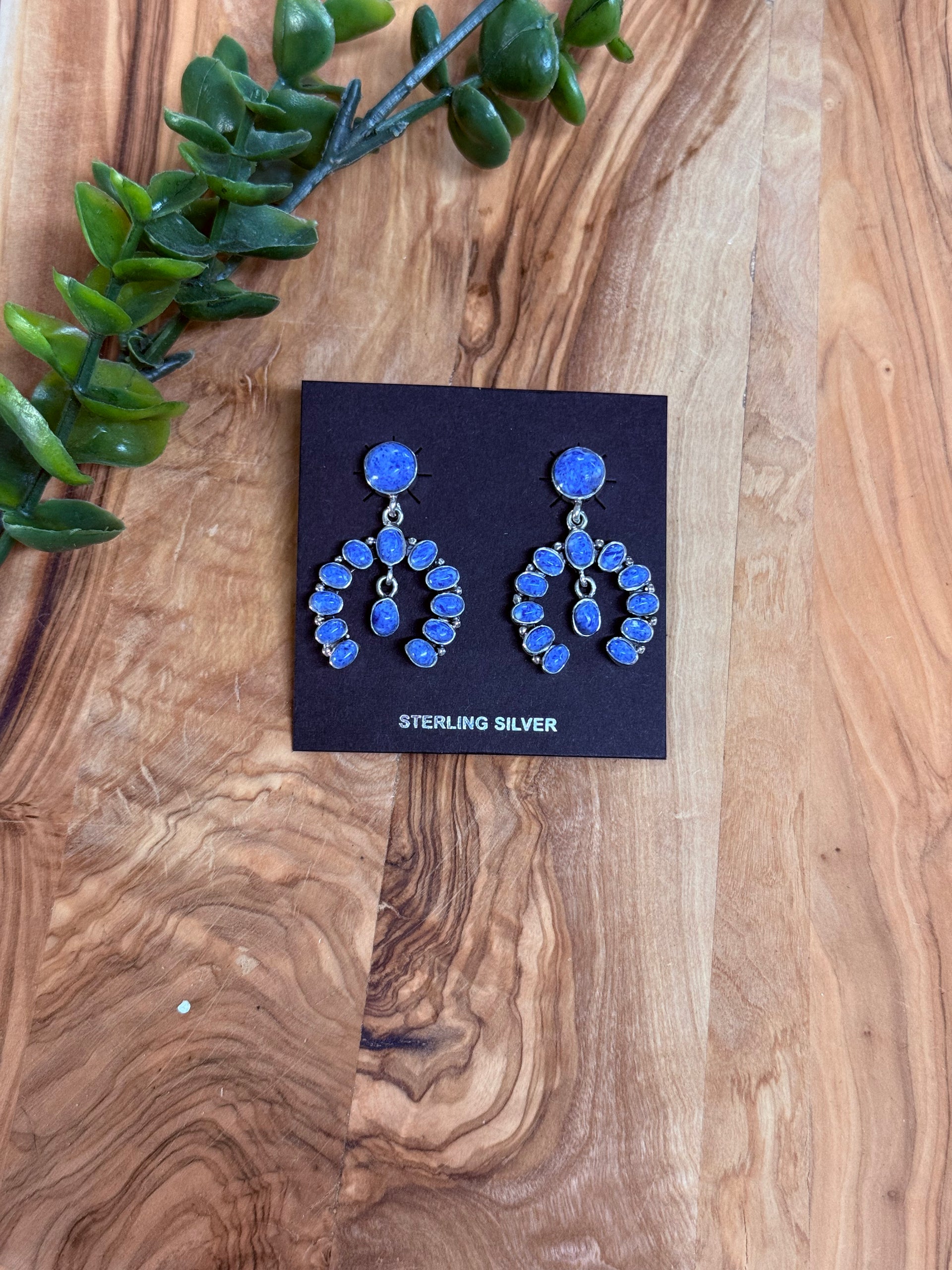 Southwest Handmade Denim Lapis & Sterling Silver Post Dangle Earrings