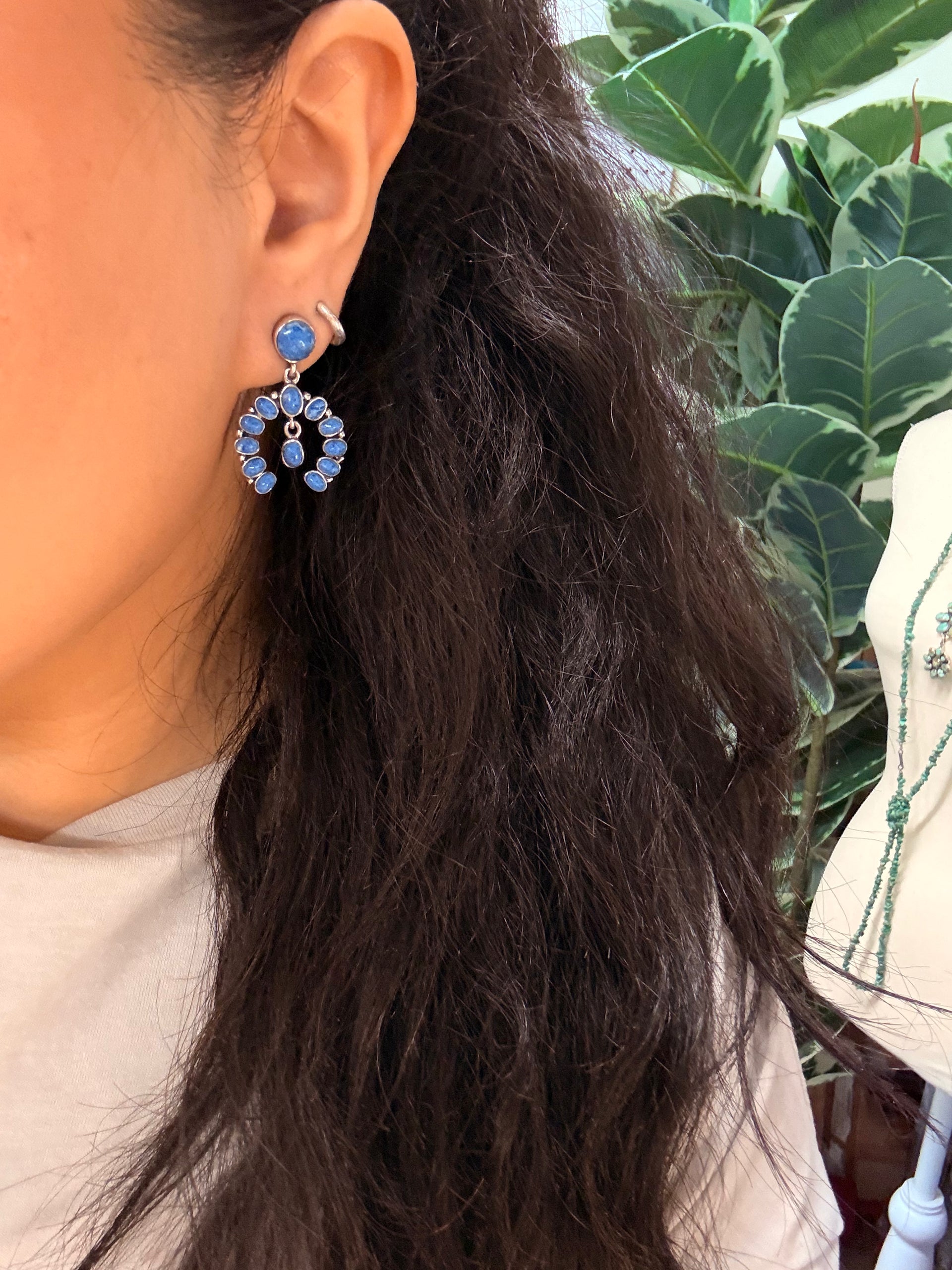 Southwest Handmade Denim Lapis & Sterling Silver Post Dangle Earrings