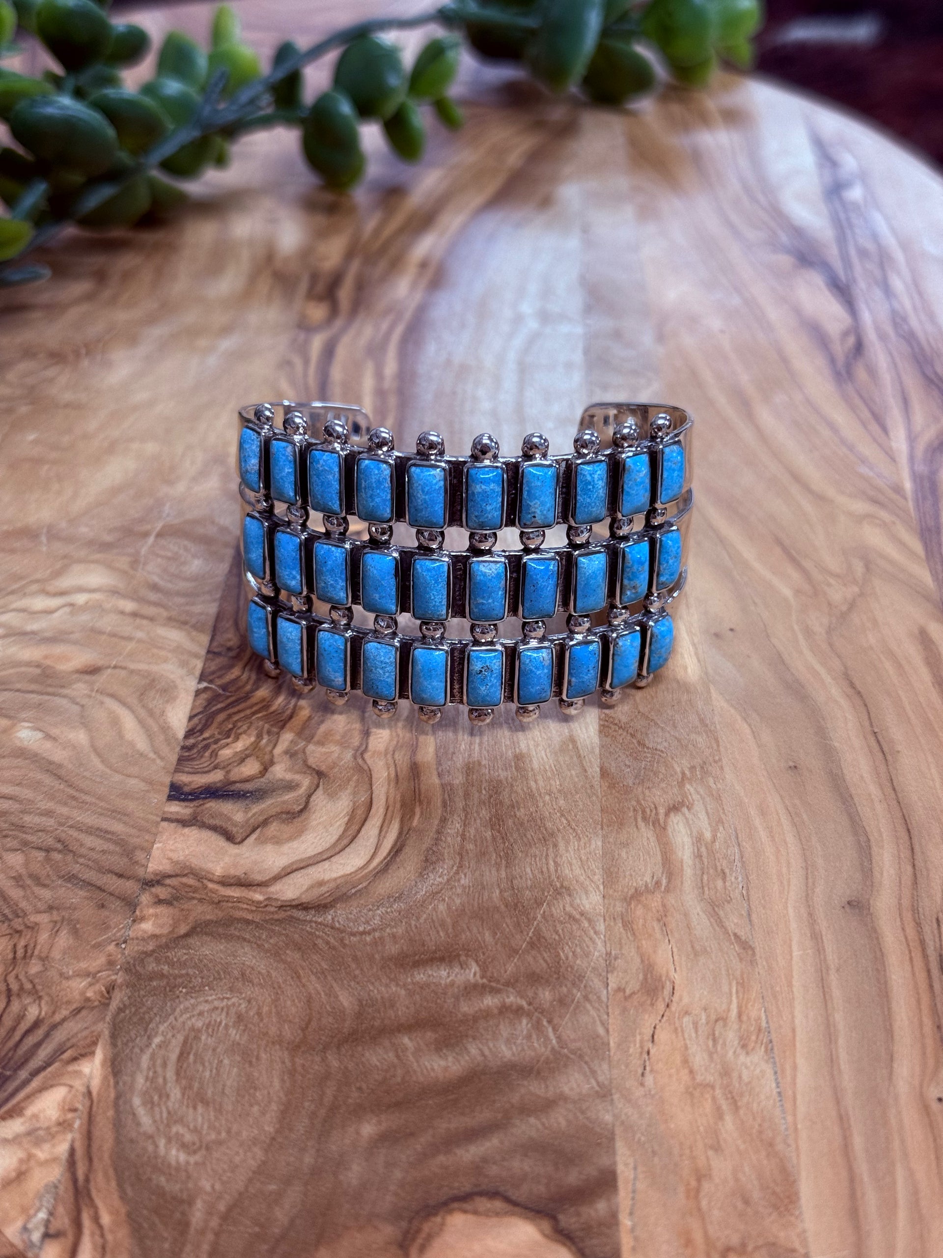 Southwest Handmade Kingman Turquoise & Sterling Silver Cuff Bracelet