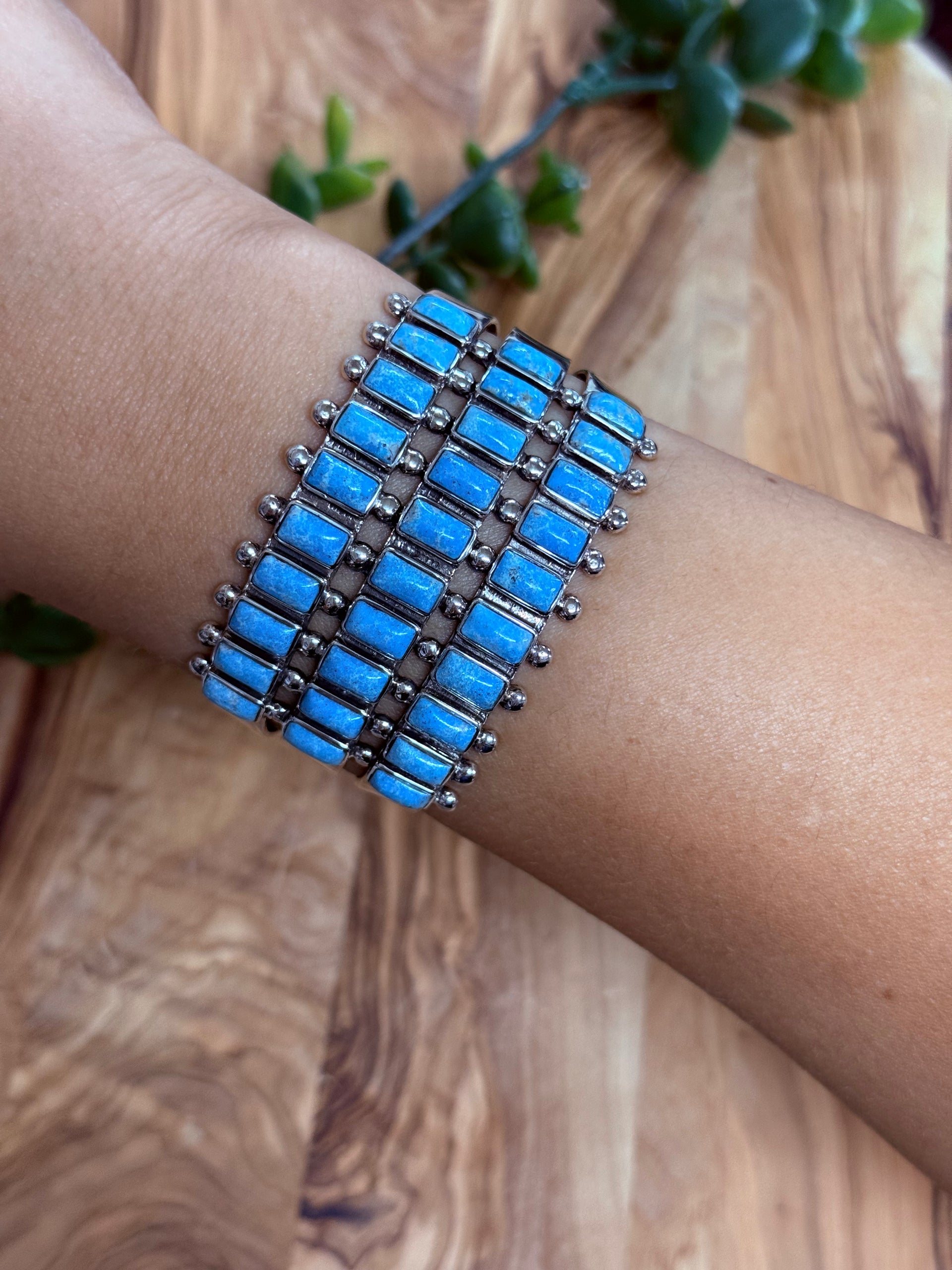 Southwest Handmade Kingman Turquoise & Sterling Silver Cuff Bracelet