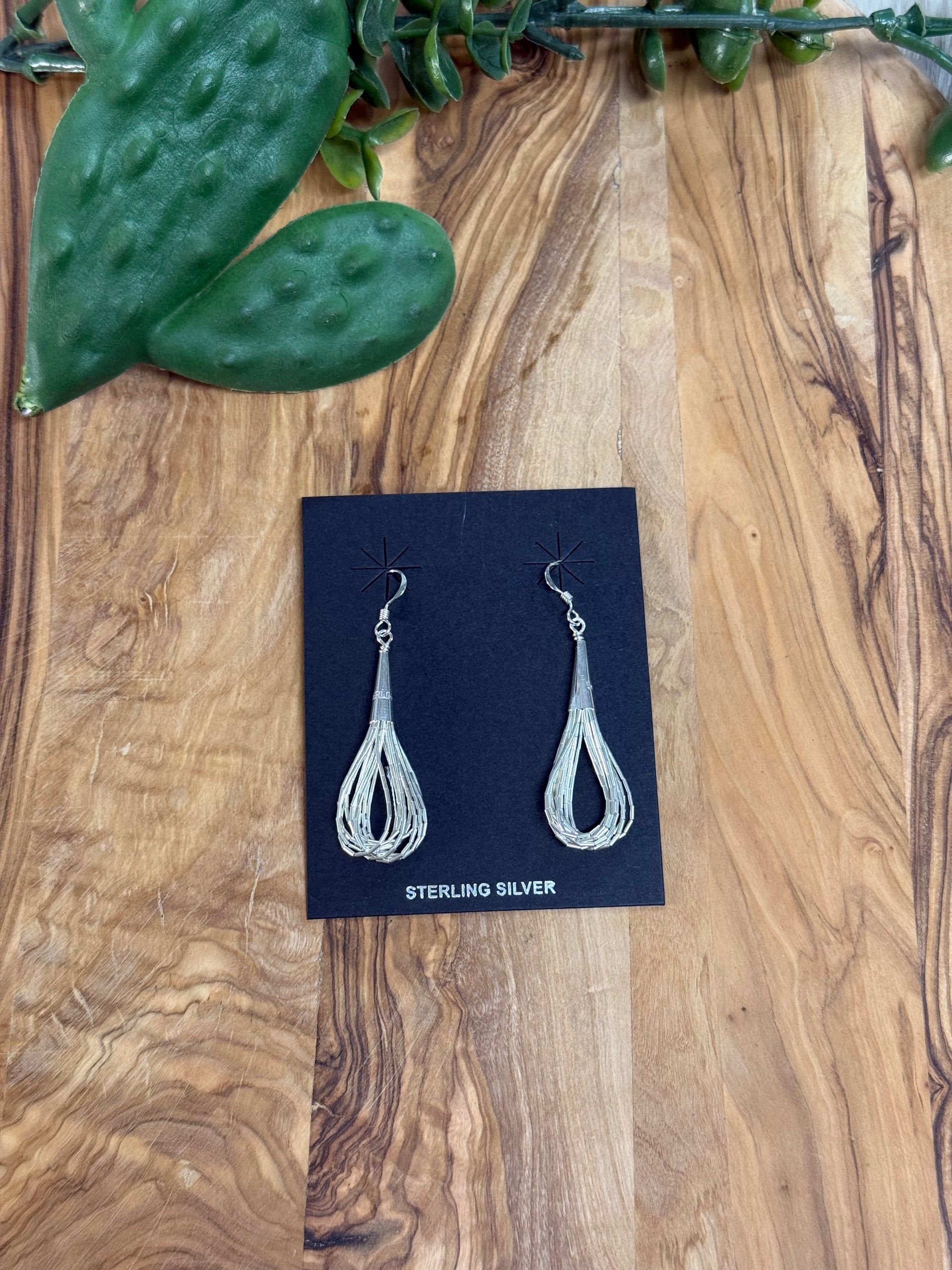 Southwest Handmade Liquid Silver Dangle Earrings
