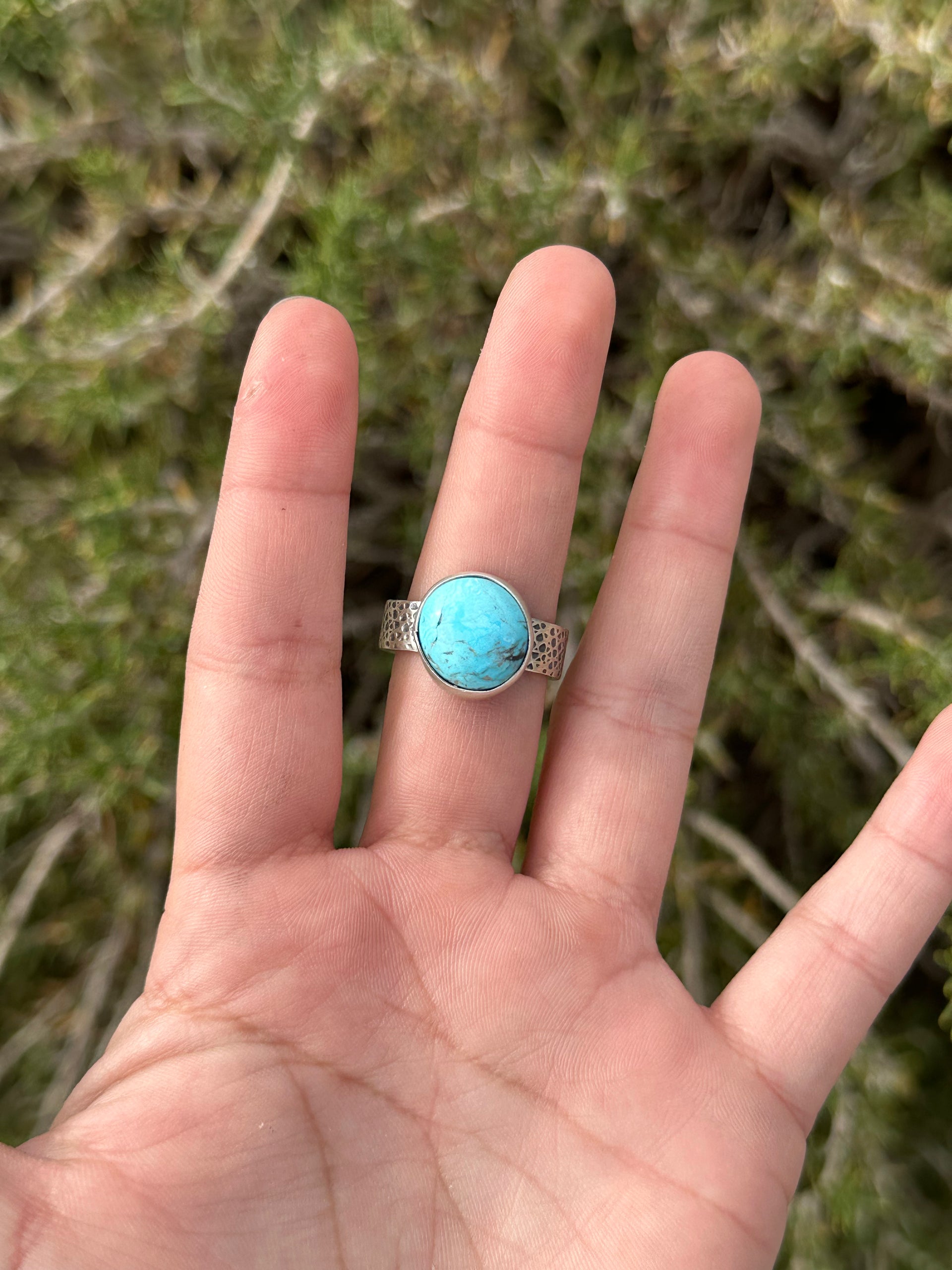 Scott Skeets Kingman Turquoise &  Sterling Silver Ring Size 10