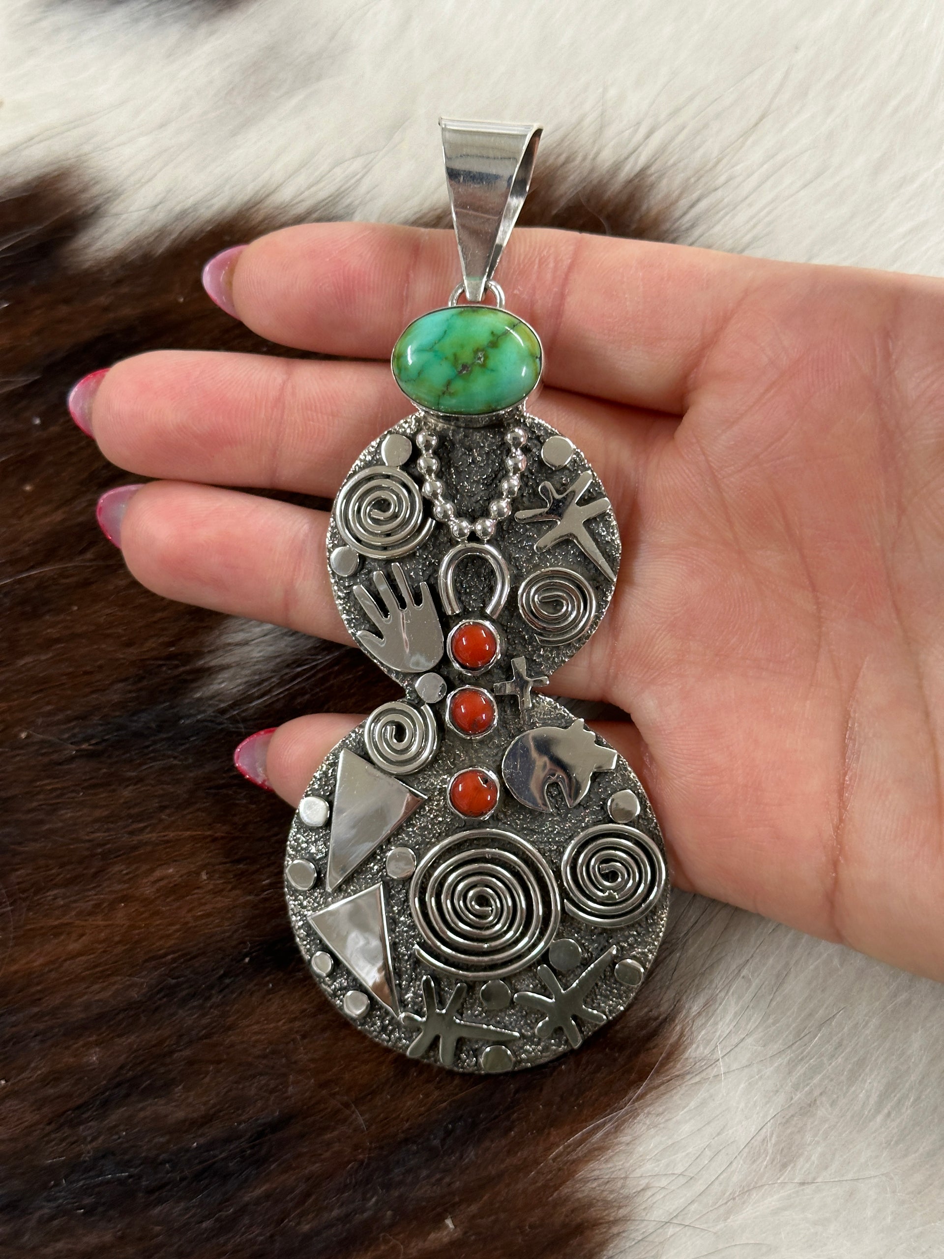 Alex Sanchez Multi Stone & Sterling Silver Snowman Pendant
